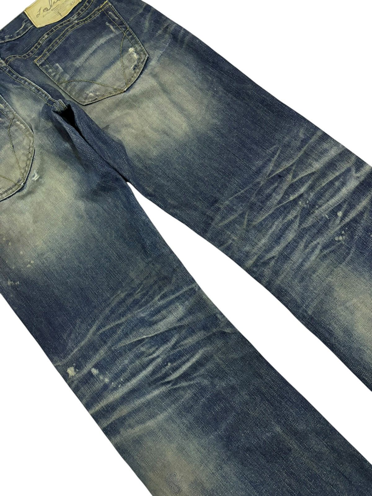 Japanese Brand × Vintage Vintage Lolita Faded Mud Washed Paint Slash Jeans Size 31" - 5 Thumbnail