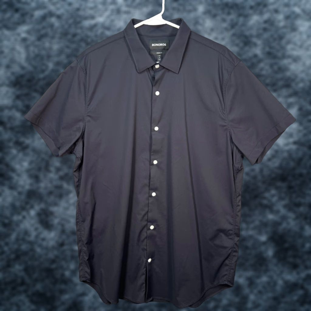 Bonobos Bonobos Mens XL Button-Up Short Sleeve Black Cotton Shirt Regular Fit Size US XL / EU 56 / 4 - 1 Thumbnail