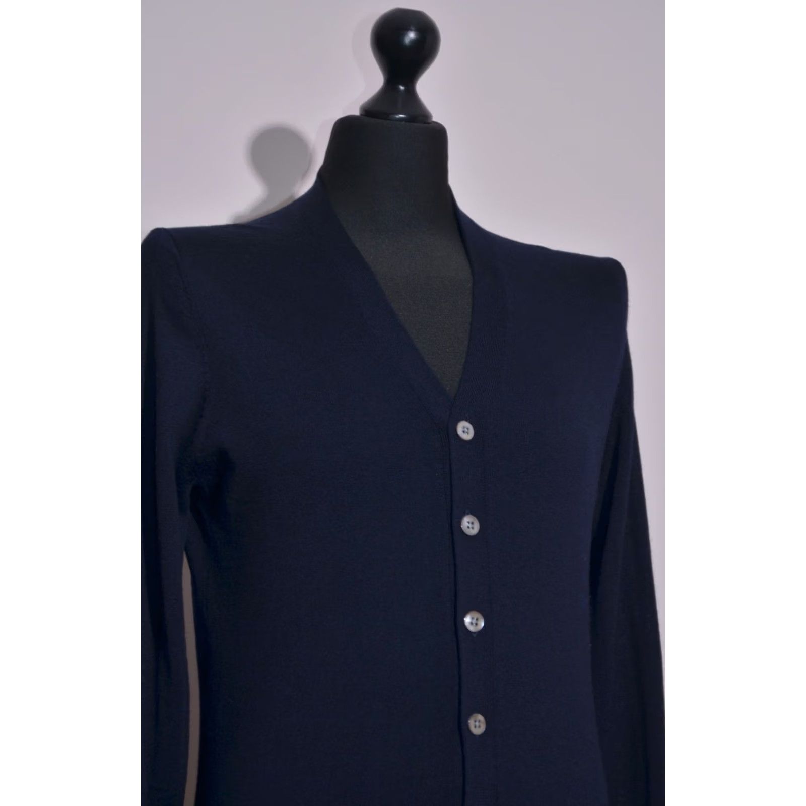 Suitsupply Suitsupply Merino Wool Cardigan Sweater Navy V-Neck Button Front Mens M Size US M / EU 48-50 / 2 - 2 Thumbnail