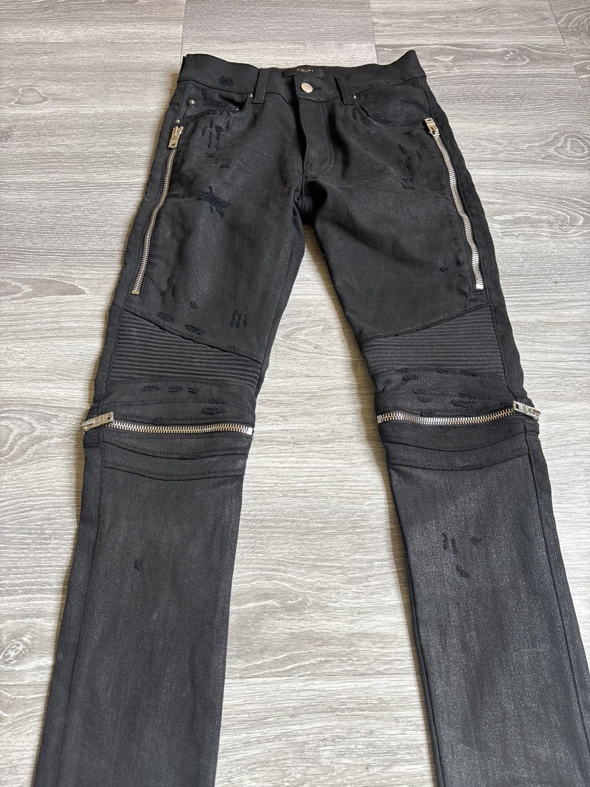 Amiri Amiri MX2 Black Waxed Biker Jean Size US 29 - 3 Thumbnail