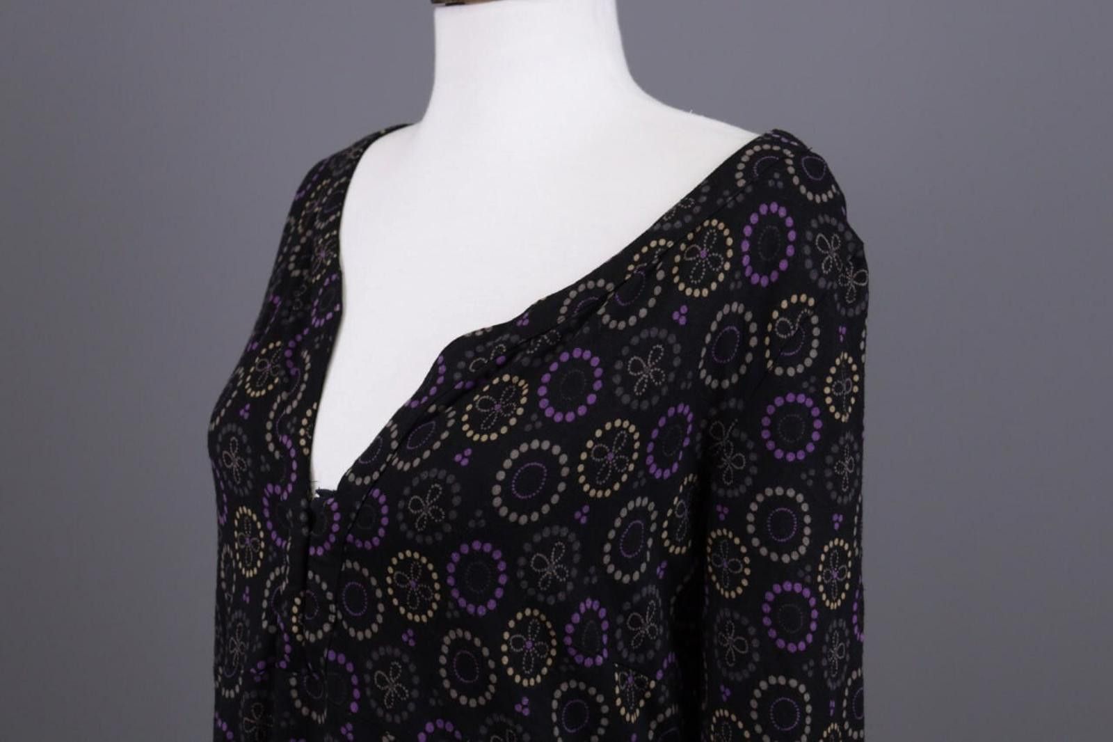 Designer Gudrun Sjoden Black Floral Blouson Midi Dress Size M Size M / US 6-8 / IT 42-44 - 7 Thumbnail