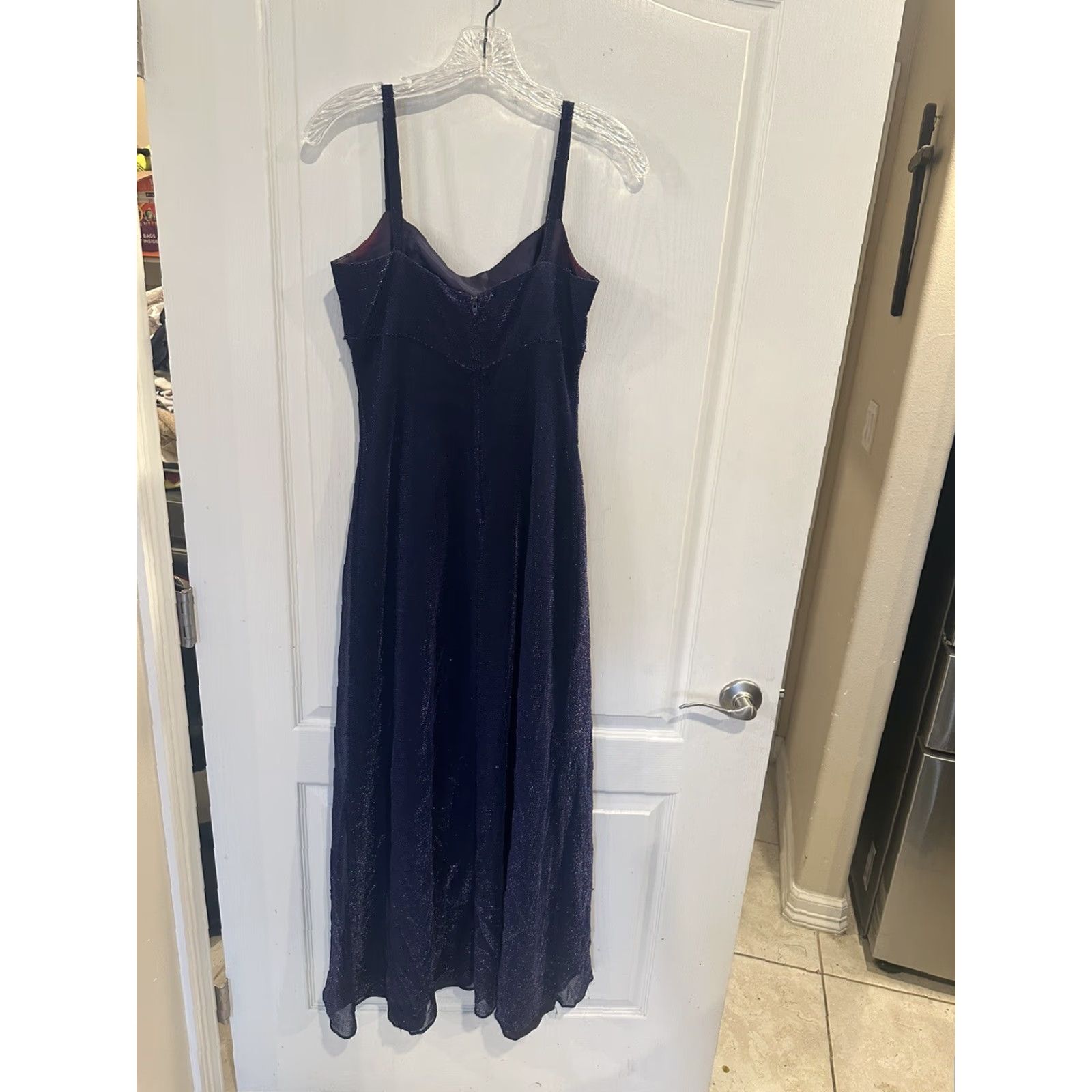Vintage VINTAGE Jump apparel co Purple Metallic Shimmer Maxi Gown Spaghetti Strap 9/10 Womens Size M / US 6-8 / IT 42-44 - 2 Thumbnail