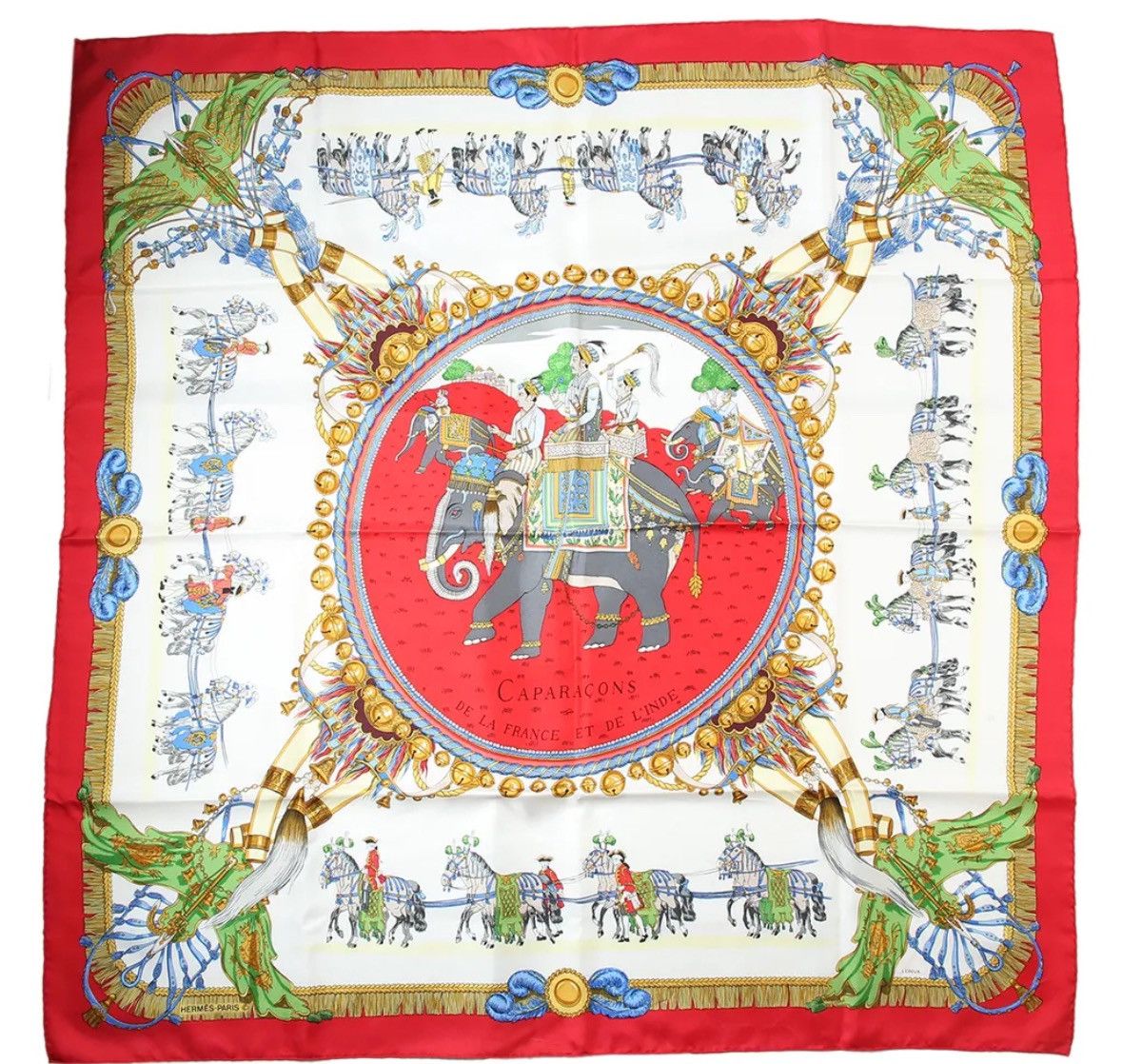 Designer × Hermes HERMÈS Carre 90 Caparacons de la France et de L'Inde Silk Size ONE SIZE - 1 Thumbnail