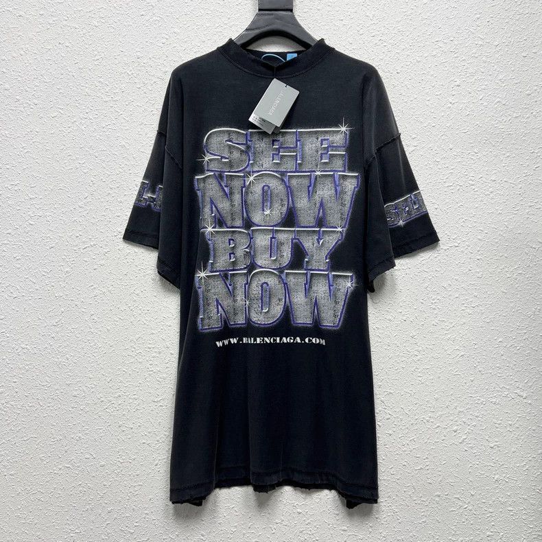 Balenciaga Balenciaga 24ss Now Buy Now Washed Black Short Sleeve Size US L / EU 52-54 / 3 - 1 Thumbnail