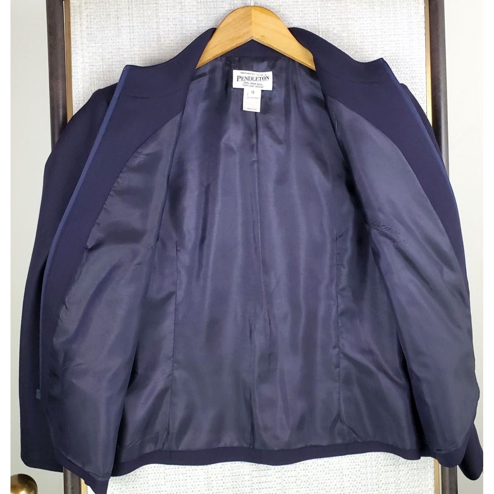 Pendleton VINTAGE Pendleton Womens 12 Jacket Full Zip 100% Virgin Wool Eggplant Moto Coat Size XL / US 12-14 / IT 48-50 - 5 Thumbnail
