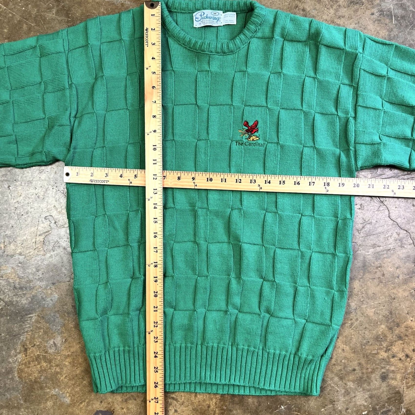 Vintage VINTAGE 90s Knit Golf Sweater Mens M Red Cardinal Embroidered Cotton Heavyweight Pullover Crew Neck Cardigan Style Shirt Size US M / EU 48-50 / 2 - 6 Thumbnail