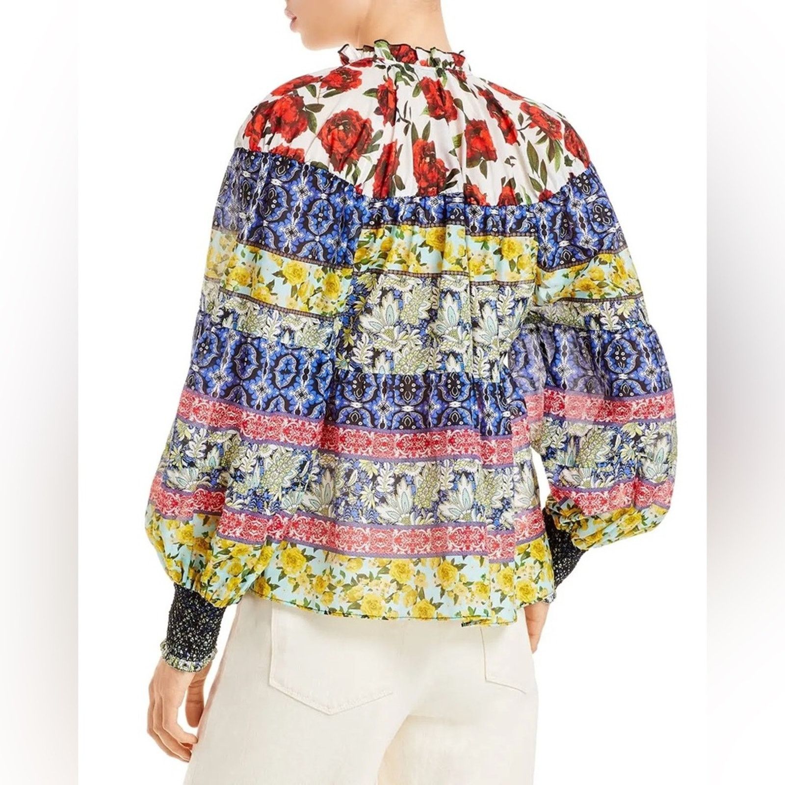 Alice + Olivia Alice + Olivia Marlyn Tie Neck Button Down Blouse sz XL Size XL / US 12-14 / IT 48-50 - 3 Thumbnail