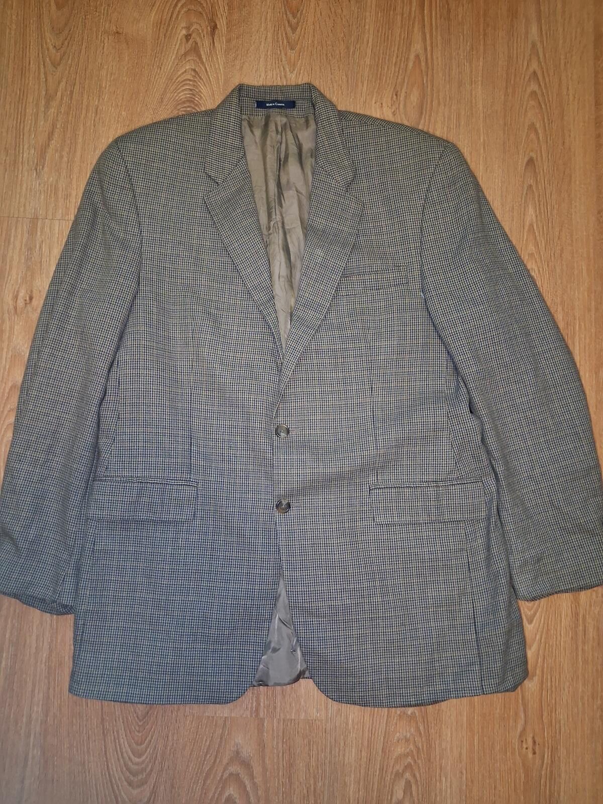 Polo Ralph Lauren Chaps Ralph Lauren Sport Coat 42XL Beige Houndstooth Silk Size 42L - 1 Thumbnail