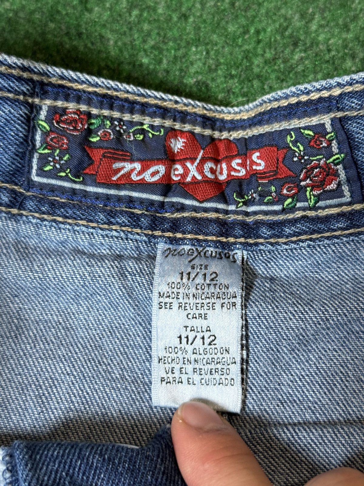 Vintage Vintage 90s No Excuses Femme Fatale 11/12 Denim Mini Skirt Size 34" / US 12 / IT 48 - 4 Thumbnail