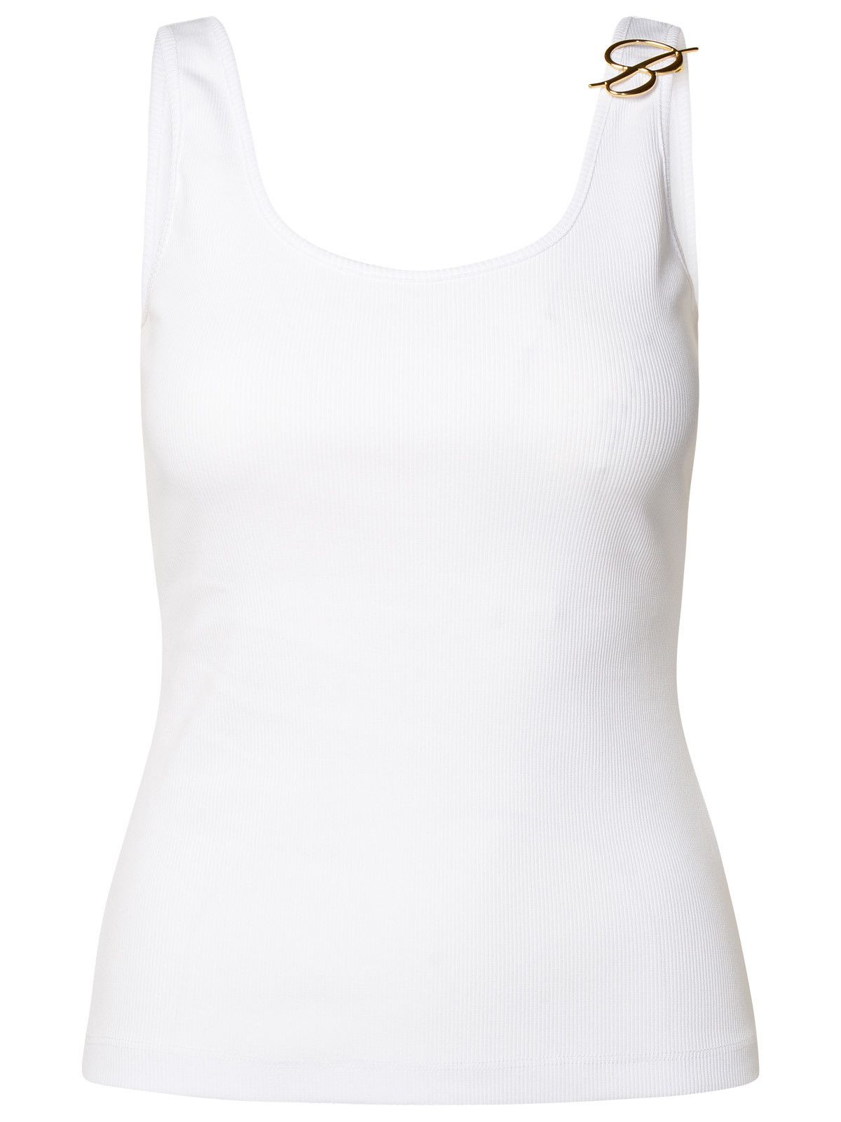 image of Blumarine White Cotton Tank Top, Women's (Size Medium)