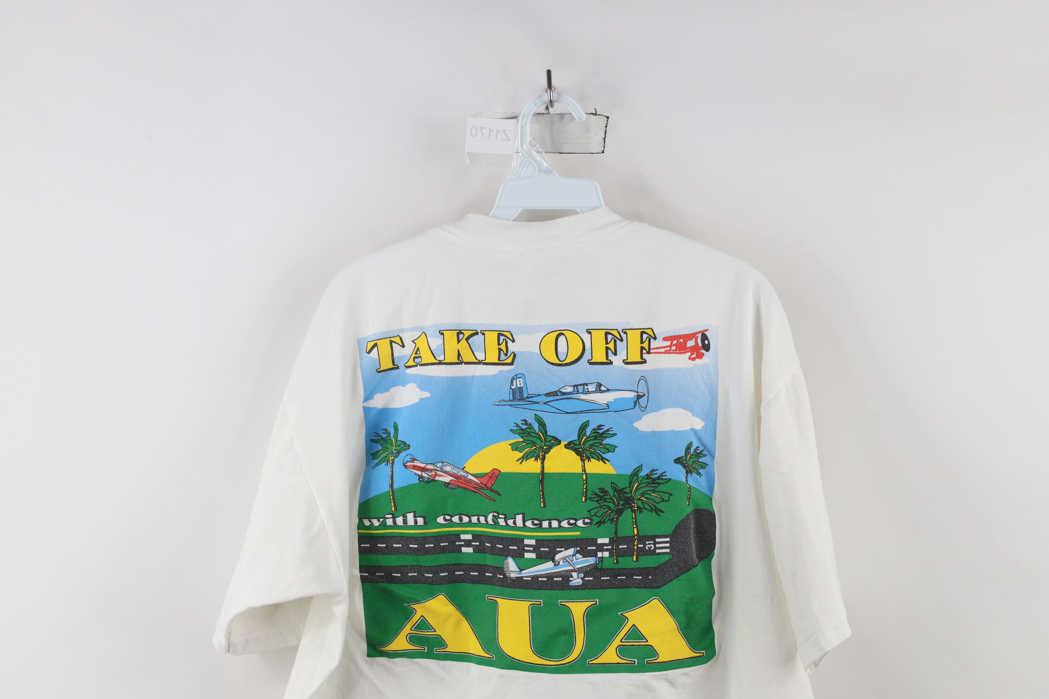 Vintage Vintage 90s Spell out AUA Inc Aircraft Insurance T-Shirt Size US XL / EU 56 / 4 - 12 Thumbnail