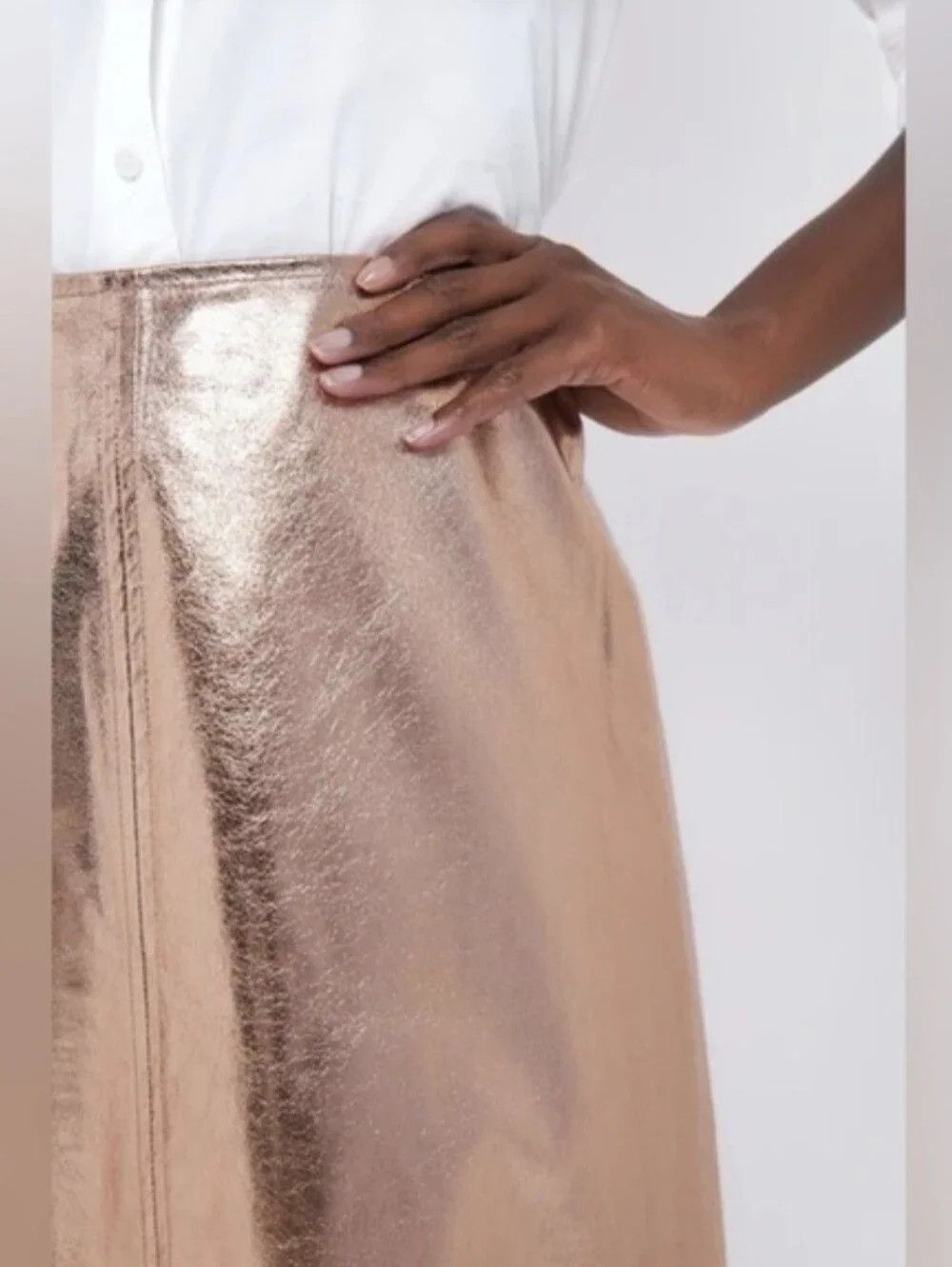 Other Tuckernuck x India Hicks Rose Gold Metallic London Skirt NWT Size 32" / US 10 / IT 46 - 3 Thumbnail