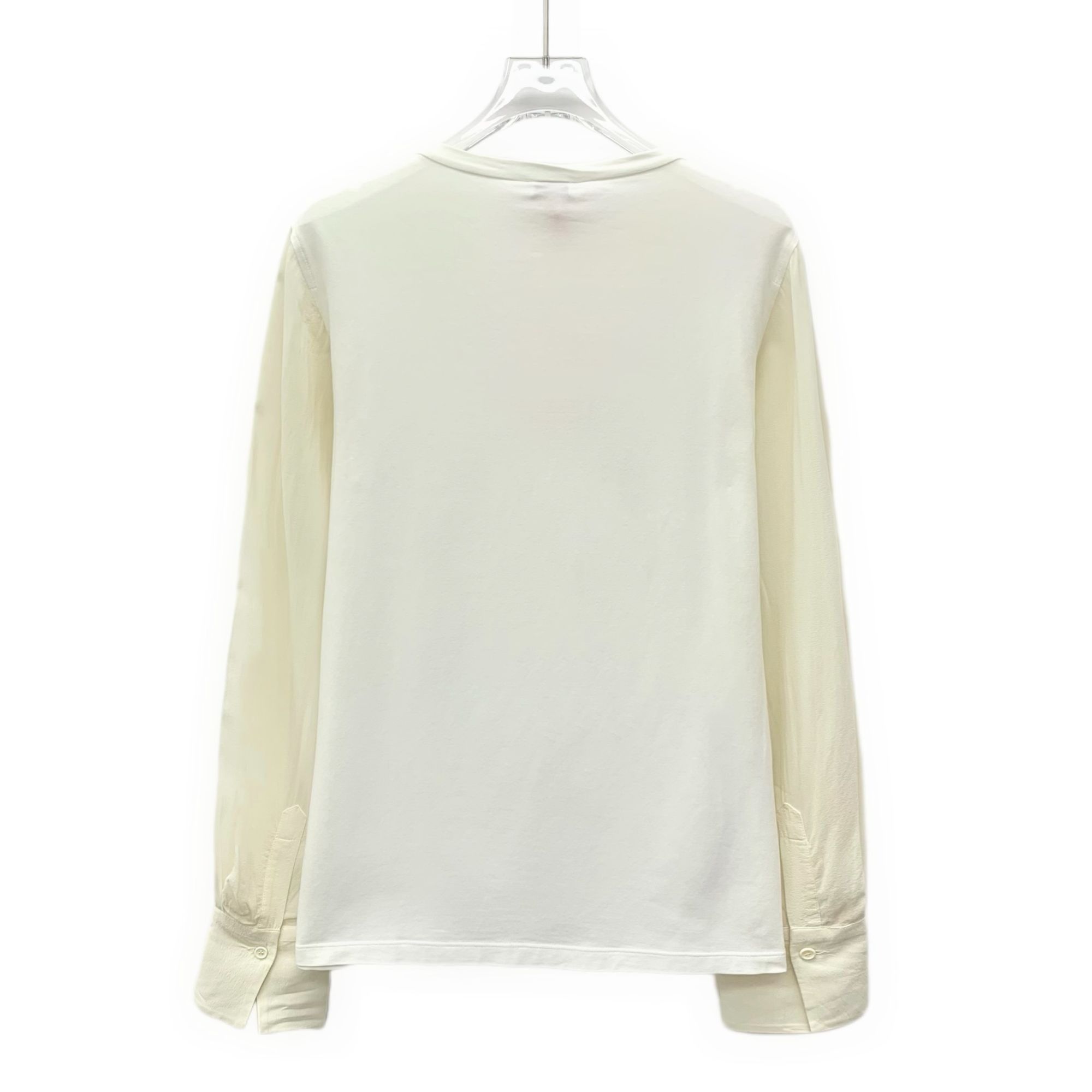 Brunello Cucinelli Brunello Cucinelli Beige Patchwork Cotton Long-Sleeve Round- Size M / US 6-8 / IT 42-44 - 7 Thumbnail