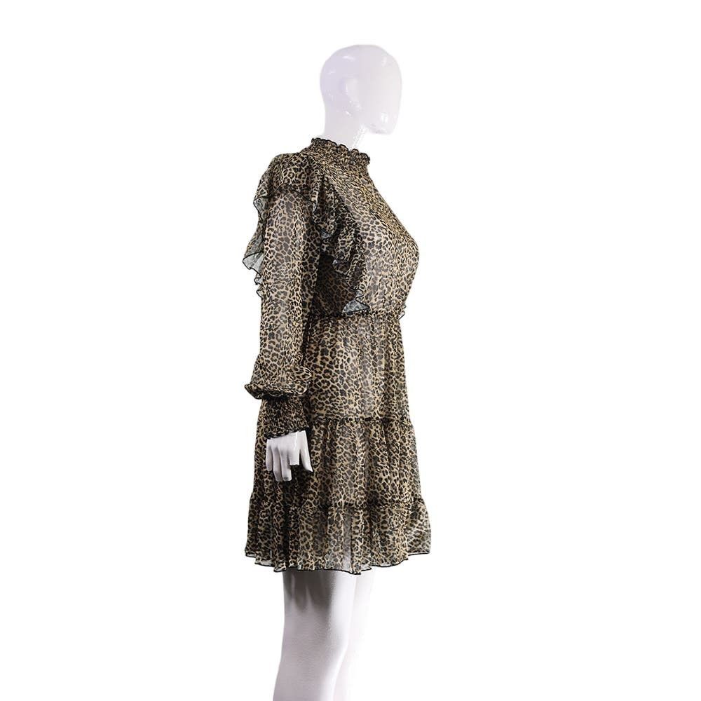 Buscemi Busem Lepord Animal Print With Ruffle Woman Dress Size L / US 10 / IT 46 - 2 Thumbnail