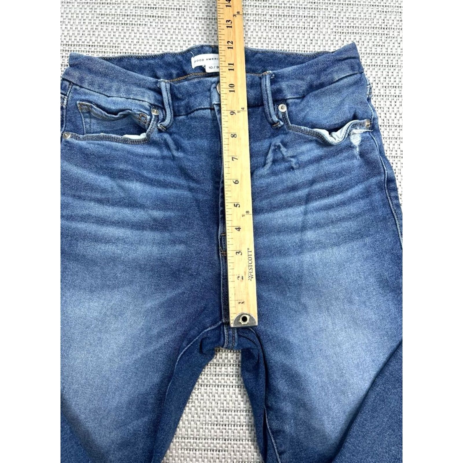 Good American Good American Good Waist Cropped Skinny Jeans Womens 10 Blue Denim Cotton 26x24 Jeans Regular Womens Blue 10s Size 32" / US 10 / IT 46 - 5 Thumbnail
