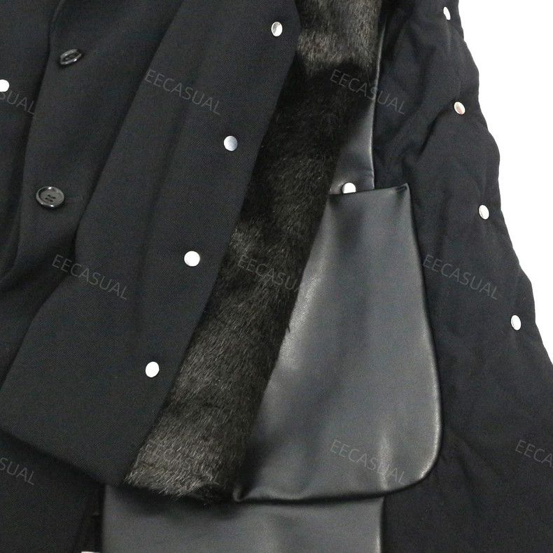 Comme des Garcons Comme Des Garcons Leather, fur, patchwork wool, studded bl Size US M / EU 48-50 / 2 - 5 Thumbnail