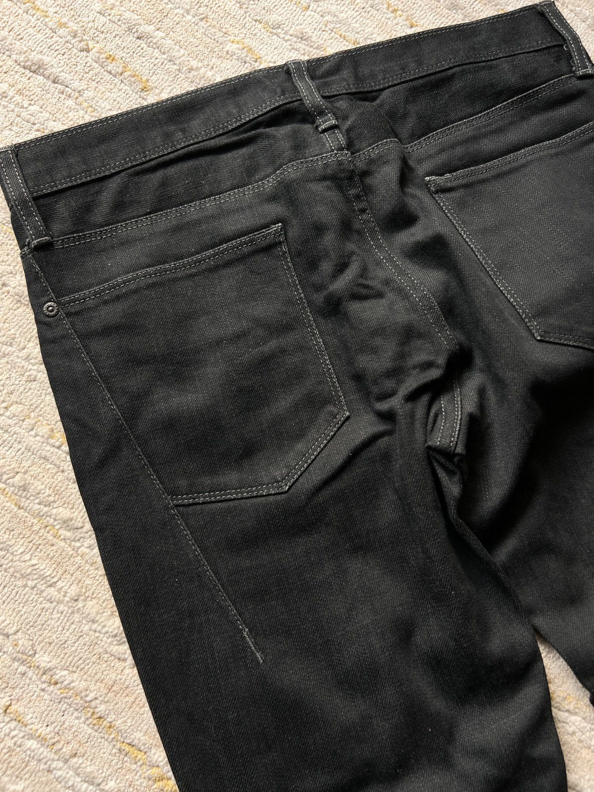 Black Barrett × Neil Barrett Black Barret Waxed Slim Tappered Denim Jeans Size US 31 - 11 Thumbnail