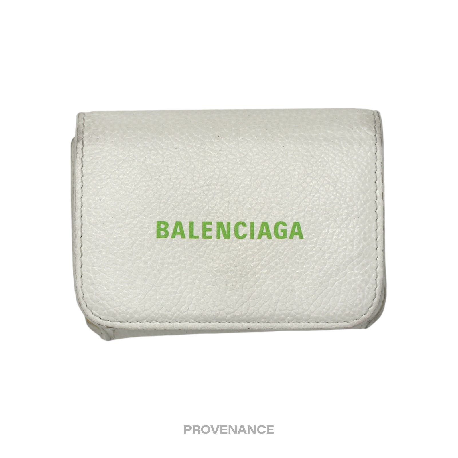 image of Balenciaga Logo Print Trifold Wallet - White, Women's