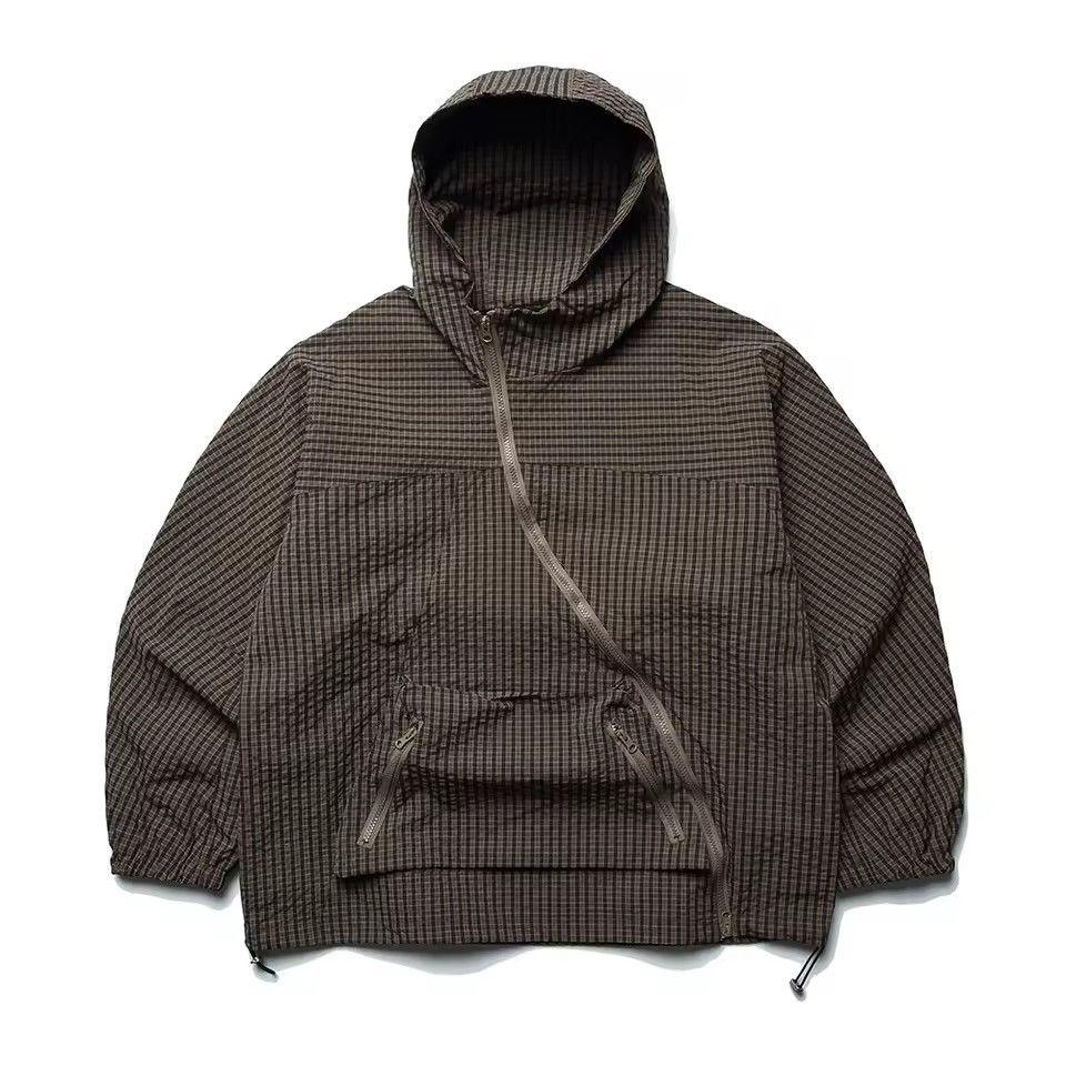 Streetwear Outdoor Plaid Cargo Hooded Jacket
