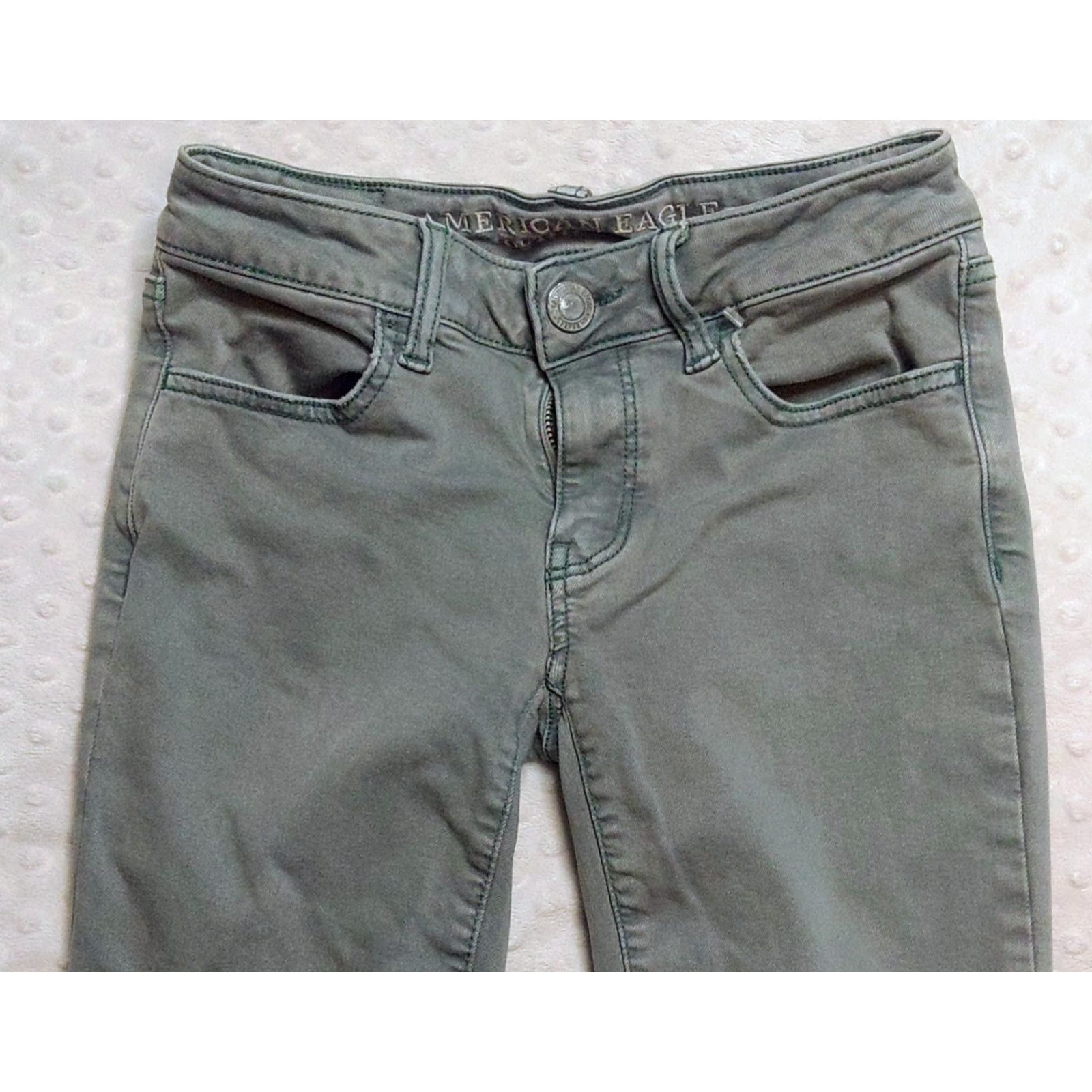 American Eagle Outfitters American Eagle Gray Green Jegging Super Stretch Jeans Women's 0 XS 26x28 Size 25" / US 0 / IT 36 - 4 Thumbnail