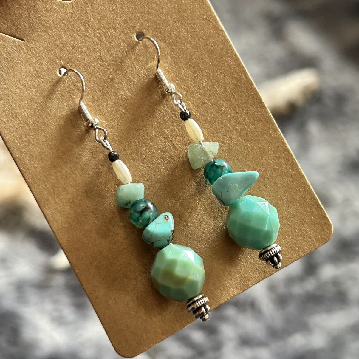 Handmade Handcrafted elegant genuine stone aventurine earrings Size ONE SIZE - 1 Thumbnail
