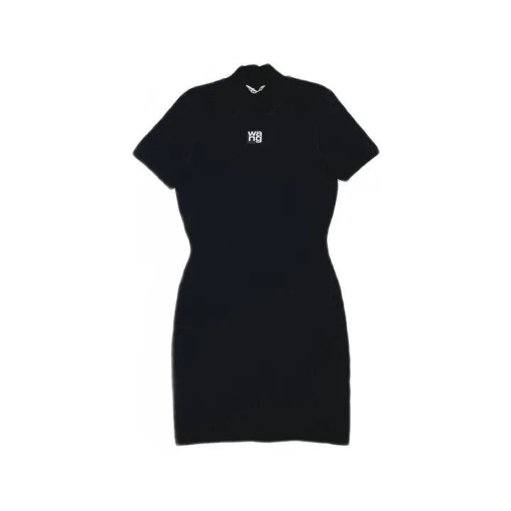 Alexander Wang Alexander Wang Black Short Sleeve Logo Bodycon Dress - Size M / US 6-8 / IT 42-44 - 2 Thumbnail