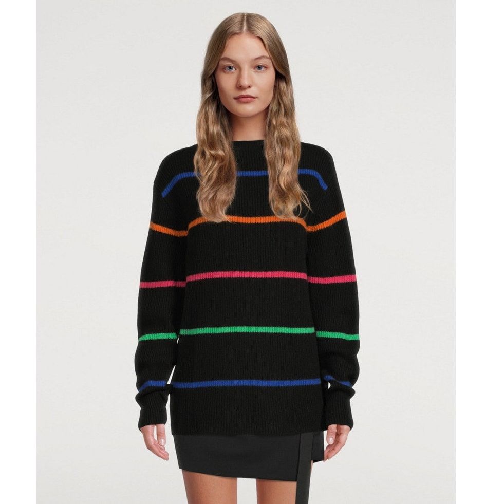 Other The Elder Statesman Black Multicolor Stripe Cashmere Sweater Size M / US 6-8 / IT 42-44 - 7 Thumbnail