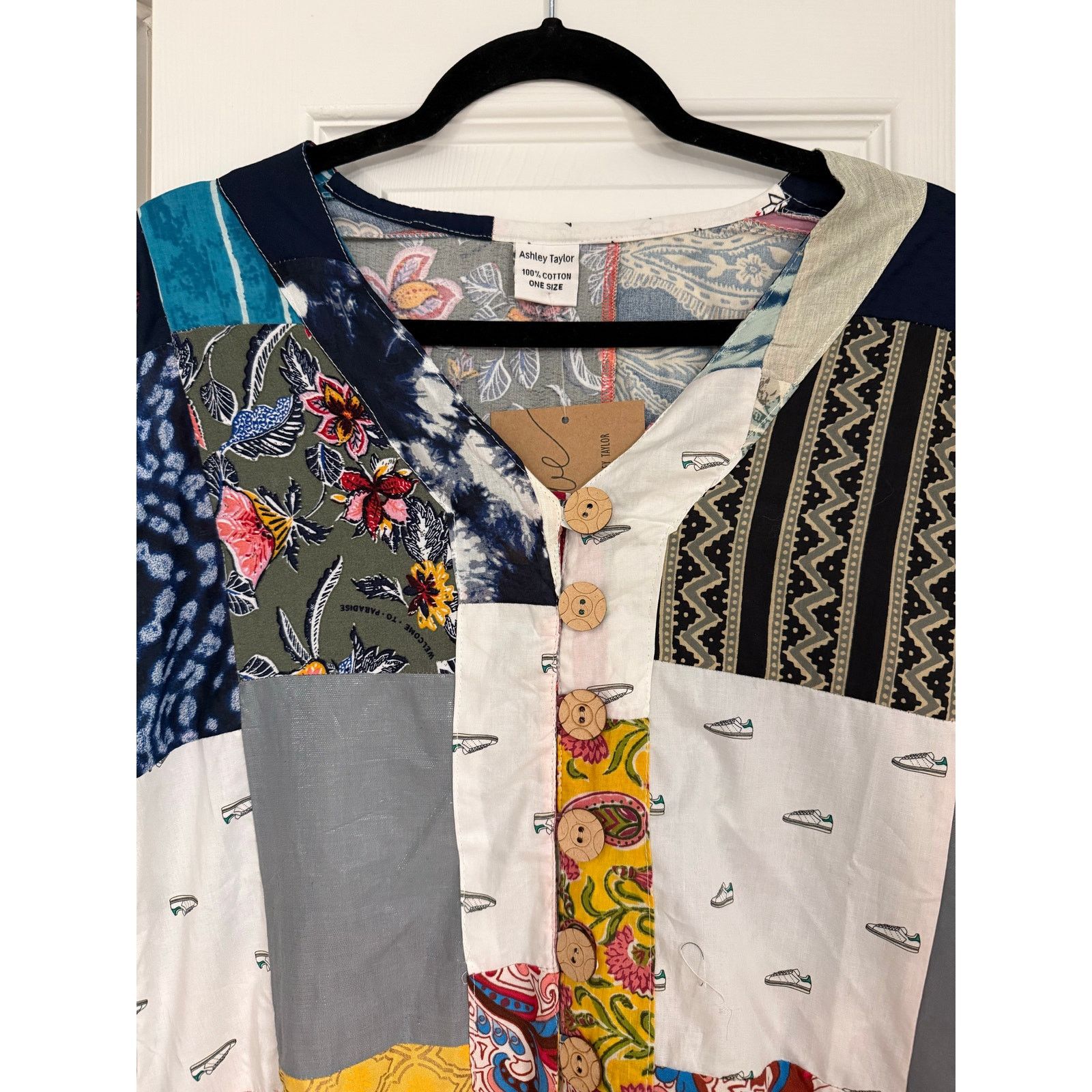 Other Ashley Taylor Boho Patchwork Cotton Dress NWT Size ONE SIZE - 6 Thumbnail