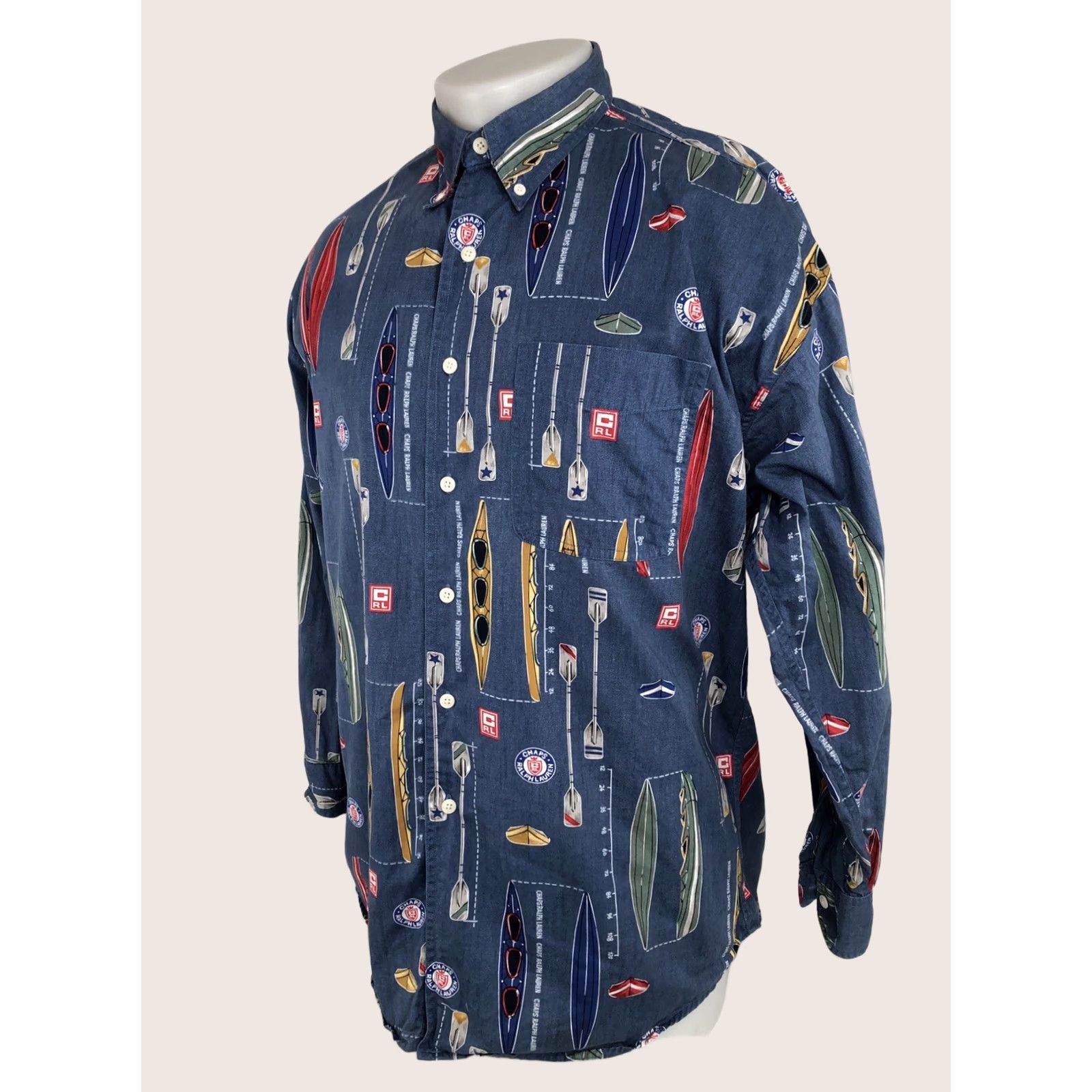 Ralph Lauren Chaps / Ralph Lauren All Over - Vintage Rowing Kayak Canoe Crew Mens L Shirt Size US L / EU 52-54 / 3 - 1 Thumbnail