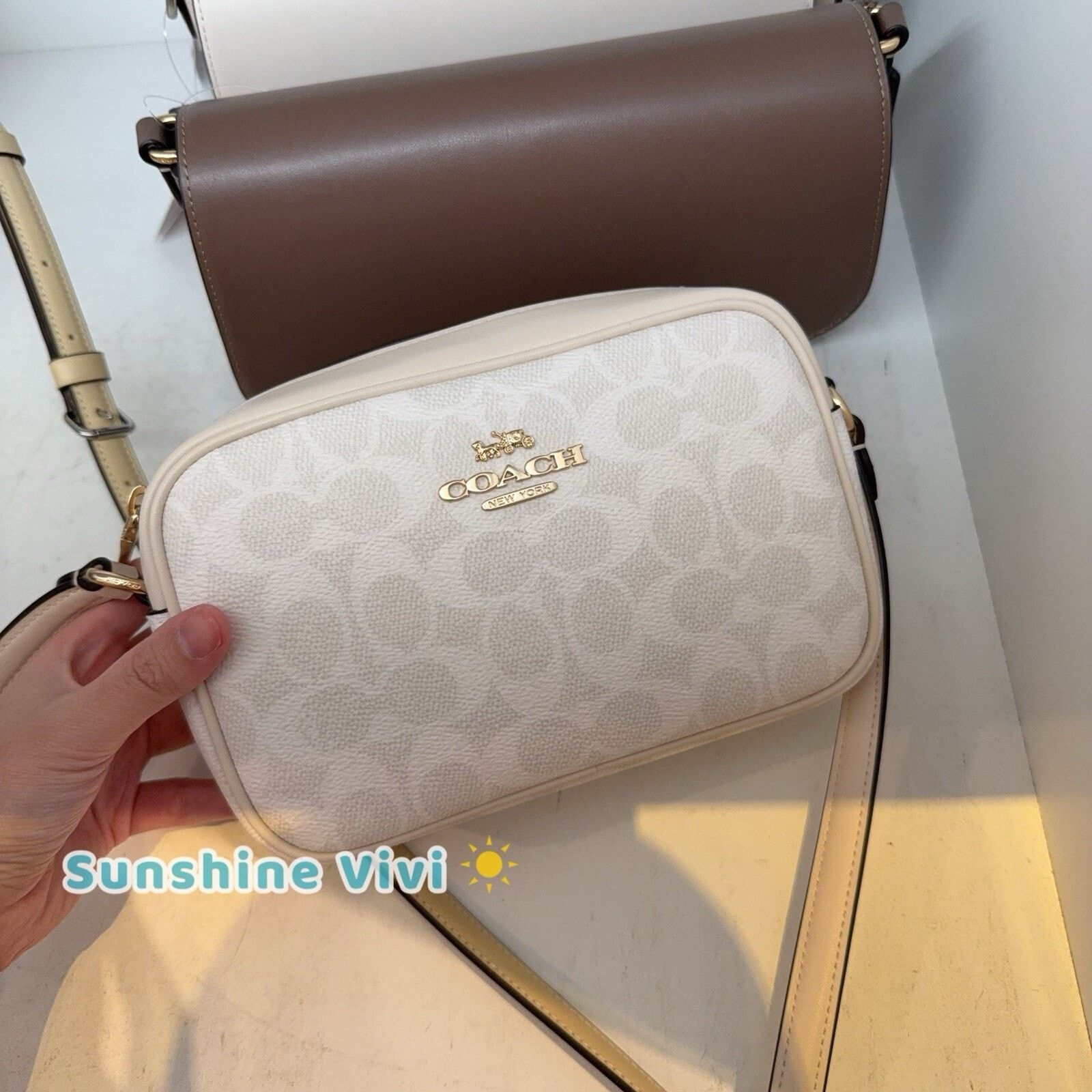 NWT Coach Cy752 Mini Jamie Camera Bag Gold/white/chalk in Beige, Women's