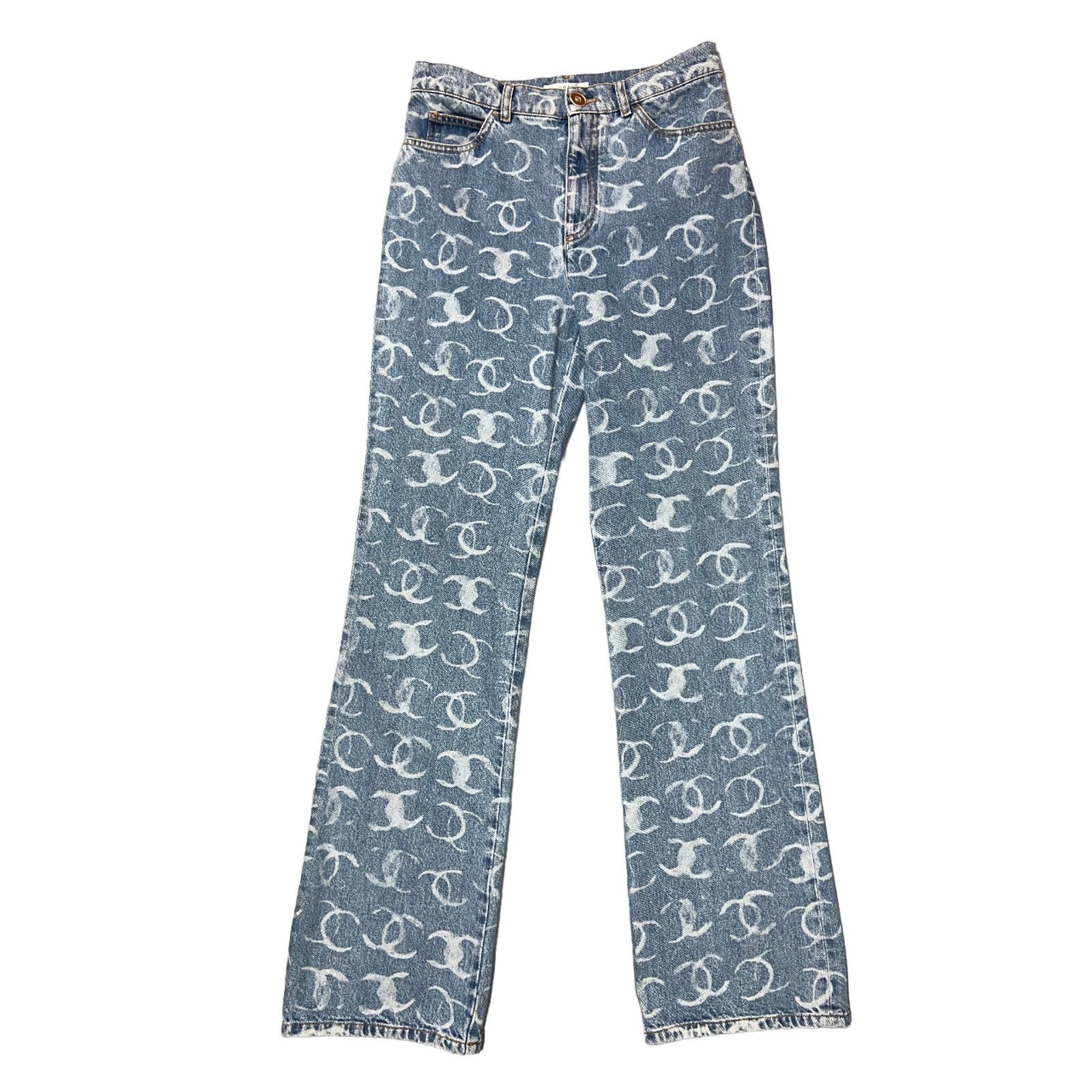 Chanel Chanel Denim White CC Printed Logo Sequin Regular Jeans 38 Size 26" / US 2 / IT 38 - 4 Thumbnail