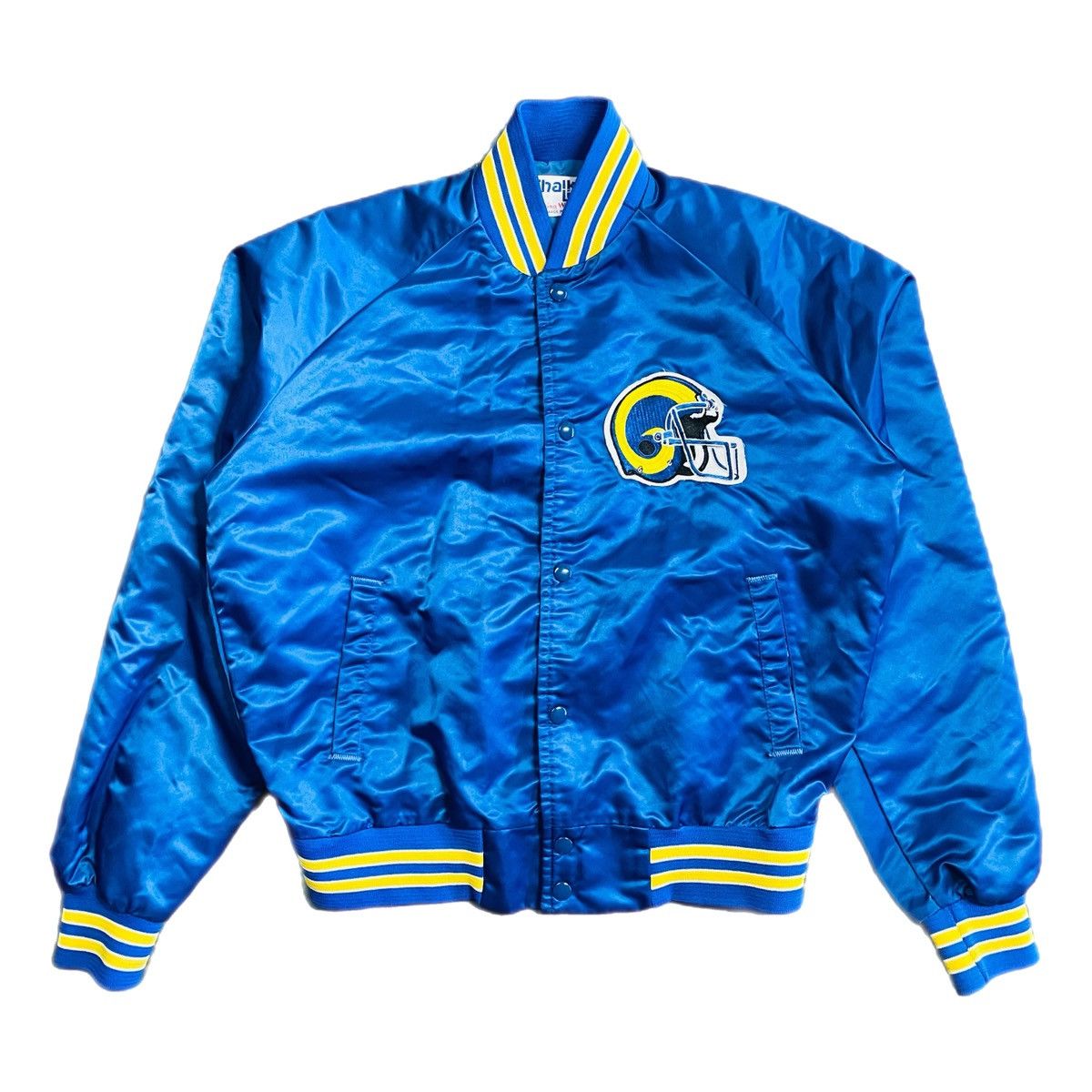 Vintage 80s LA Rams Chalk Line Satin Bomber Jacket