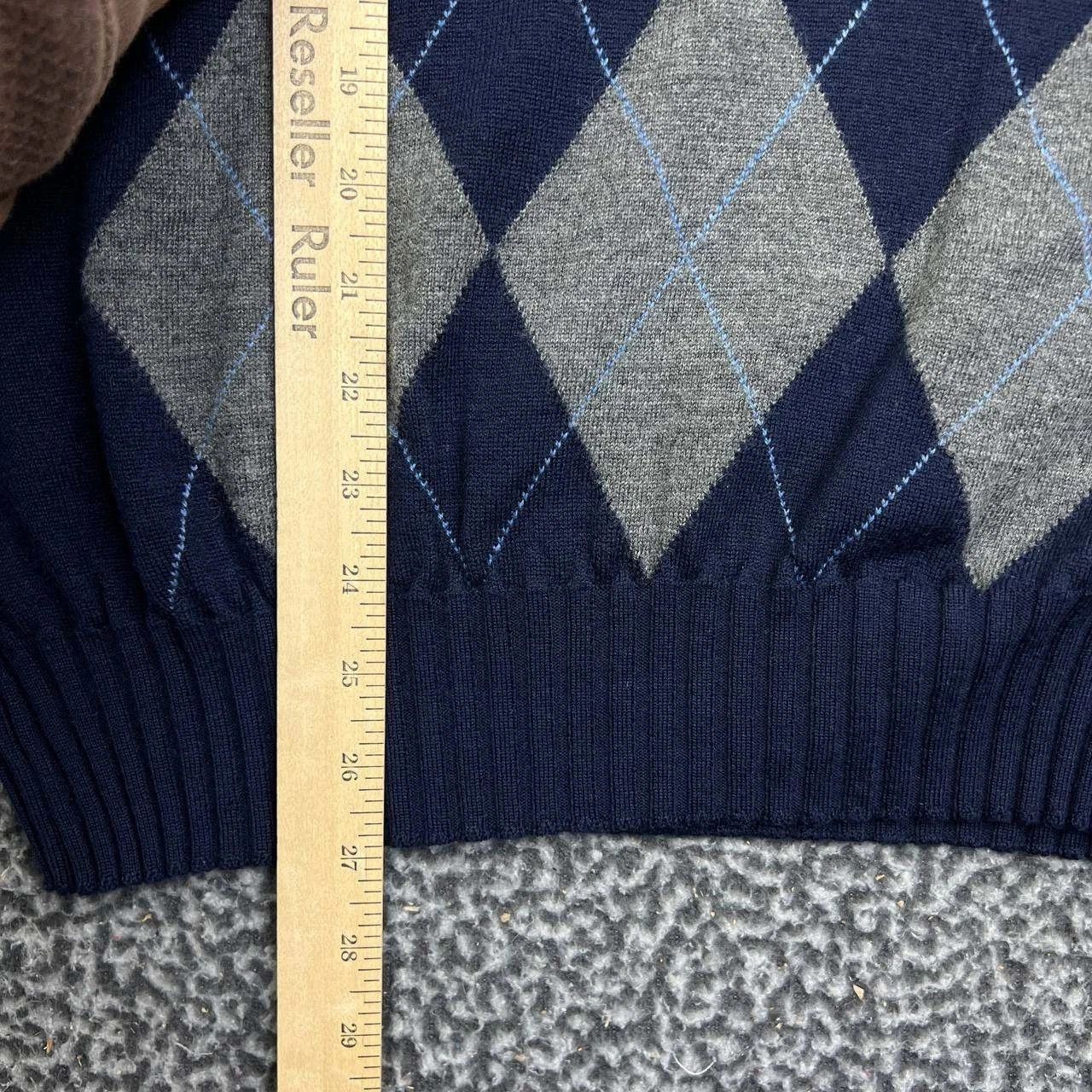 Toscano Toscano Sweater Argyle Long Sleeve V-Neck Fine Merino Wool L Size US L / EU 52-54 / 3 - 3 Thumbnail