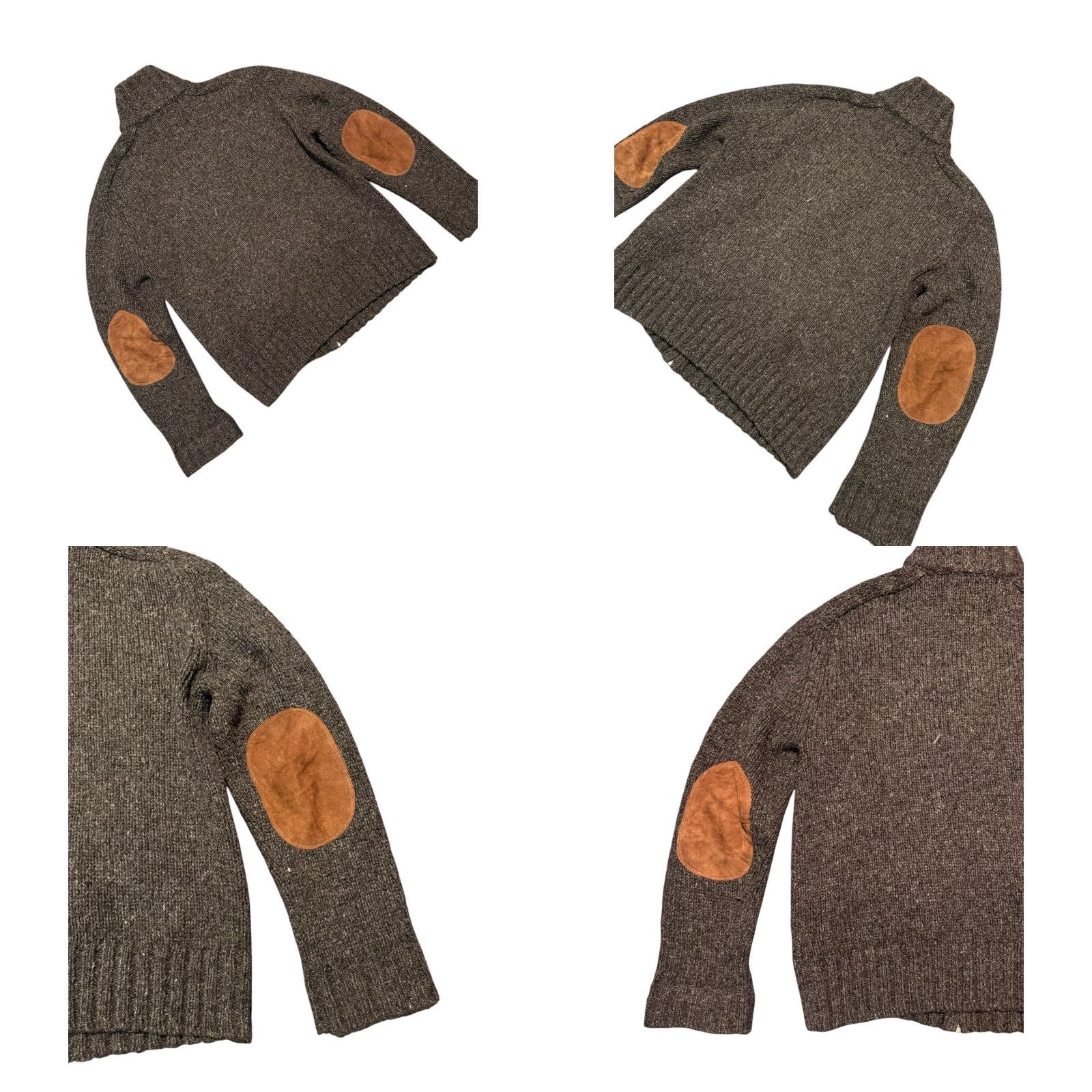 Polo Ralph Lauren VINTAGE Polo Ralph Lauren Full Zip Sweater Men M Gray Alpaca Wool Knit Leather Elbow Patch Slim Pockets Mock Neck Long Sleeve Size US M / EU 48-50 / 2 - 8 Thumbnail