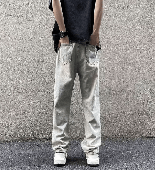 Jean Men's hiphop slim straight ripped raw edge washed jeans Size US 32 / EU 48 - 2 Thumbnail