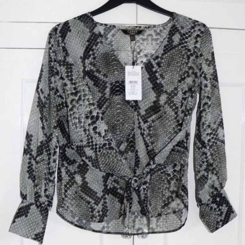 Vintage Lipsy Snake Wrap Top Wrap Top Multicoloured V-Neck Petite Women’s UK 8 New With Tags Bnwt Summer Size M / US 6-8 / IT 42-44 - 2 Thumbnail