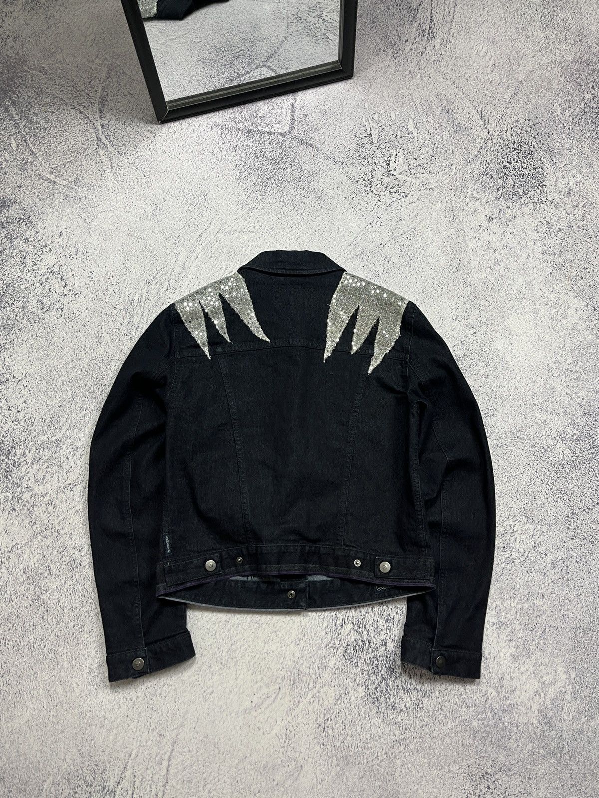 Giorgio Armani Armani Jeans Rare Design Denim Glittered Trucker Jacket Size M / US 6-8 / IT 42-44 - 15 Thumbnail