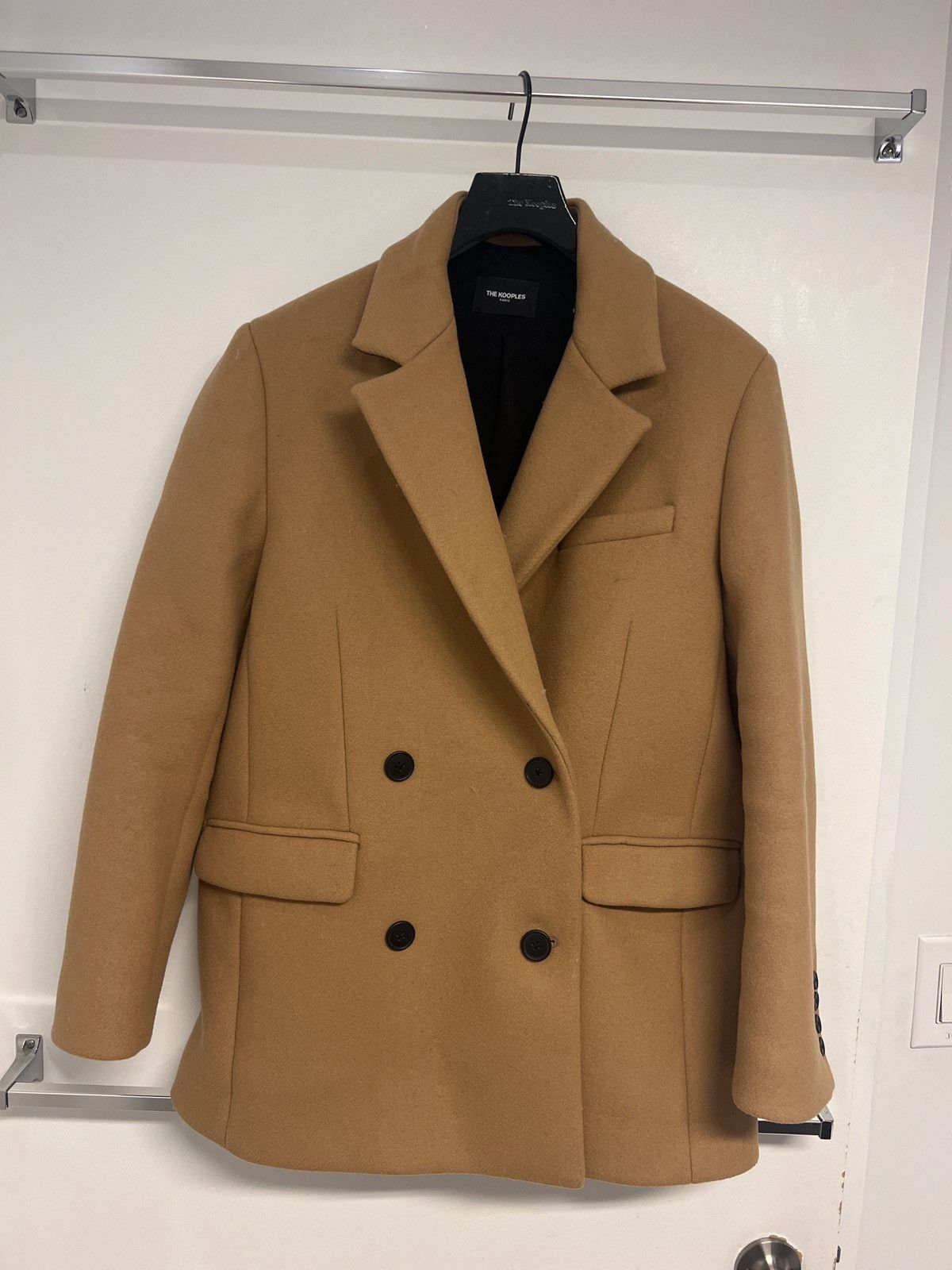 image of The Kooples Double Breasted Heavy Wool Blazer in Camel, Men's (Size Medium)