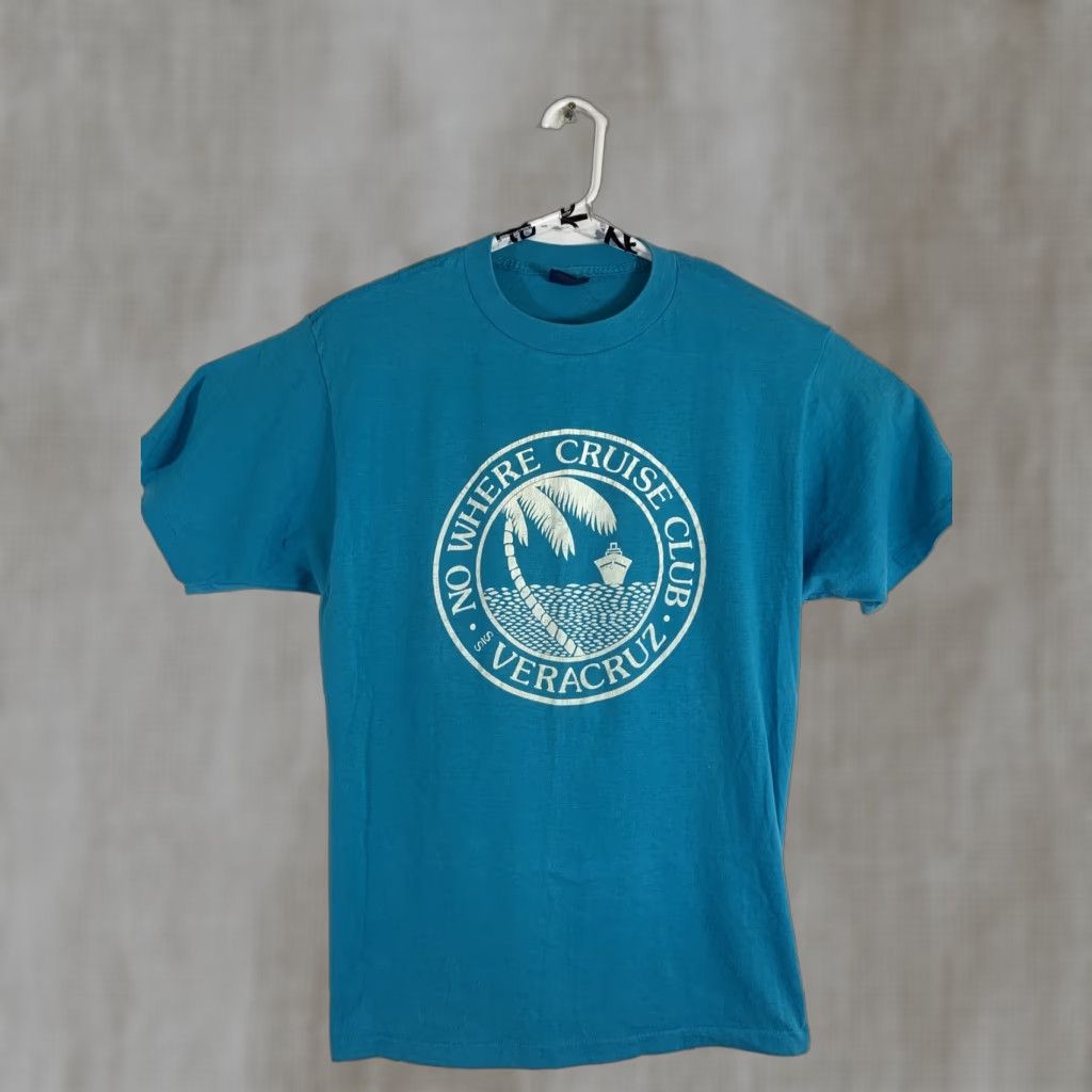Vintage VINTAGE Sneakers T-Shirt XL Teal Cotton Made in USA No Where Cruise Club Veracruz Beach Mens Shirt Size US XL / EU 56 / 4 - 1 Thumbnail