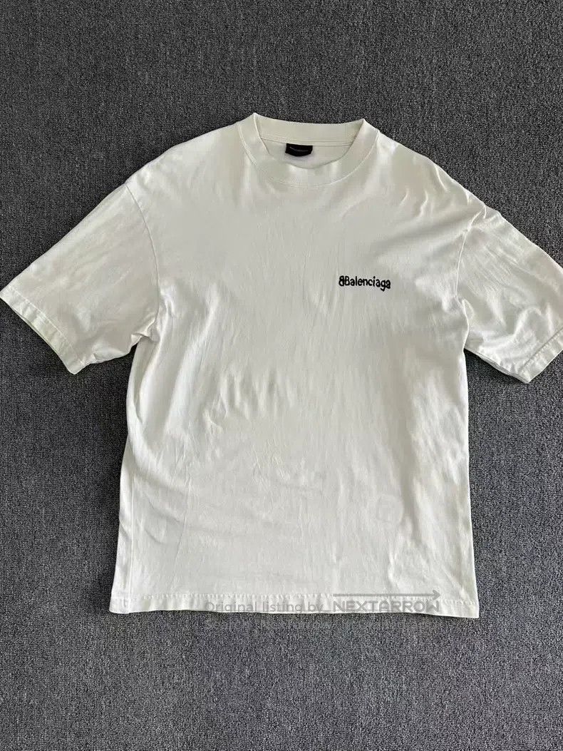 Balenciaga White blurred letter short-sleeve