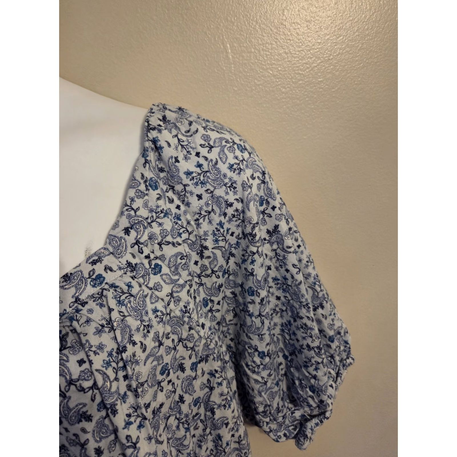 Old Navy Old Navy Blue Floral Paisley Print Smocked Back Top Boho Hippie Cottagecore 3X Size XXL / US 16-18 / IT 52-54 - 3 Thumbnail