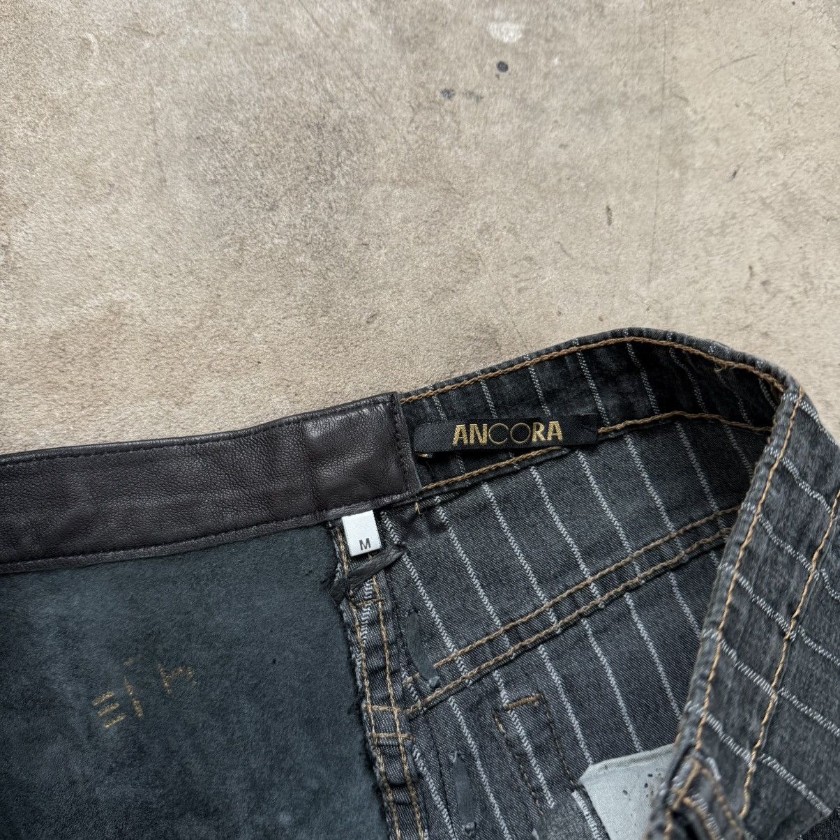 Marithe + Francois Girbaud Vintage Ancora Grunge Split Denim Leather Skirt Size 26" / US 2 / IT 38 - 5 Thumbnail