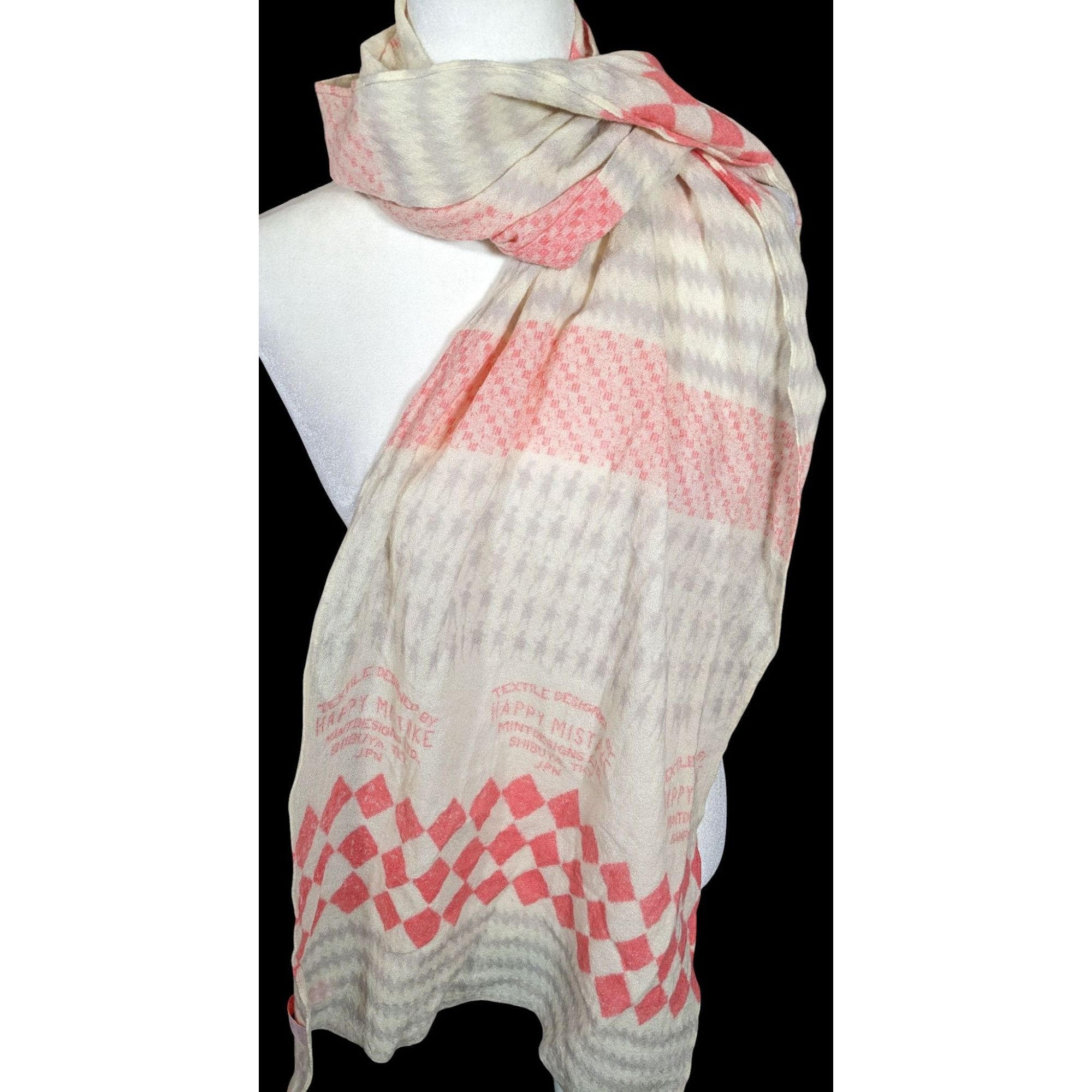 Other Mint Designs Happy Mistake Cream And Pink Scarf Made In Japa Size ONE SIZE - 1 Thumbnail