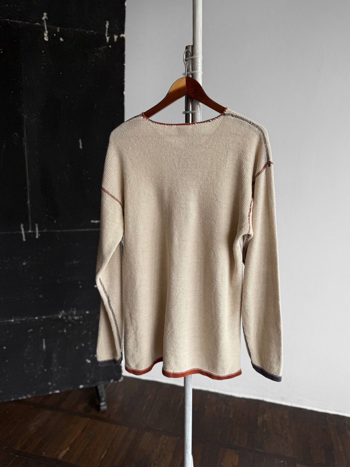 Gudrun Sjoden × Vintage Gudrun Sjoden Womens Vintage Beige Knitted LS Sweater Size L / US 10 / IT 46 - 2 Thumbnail