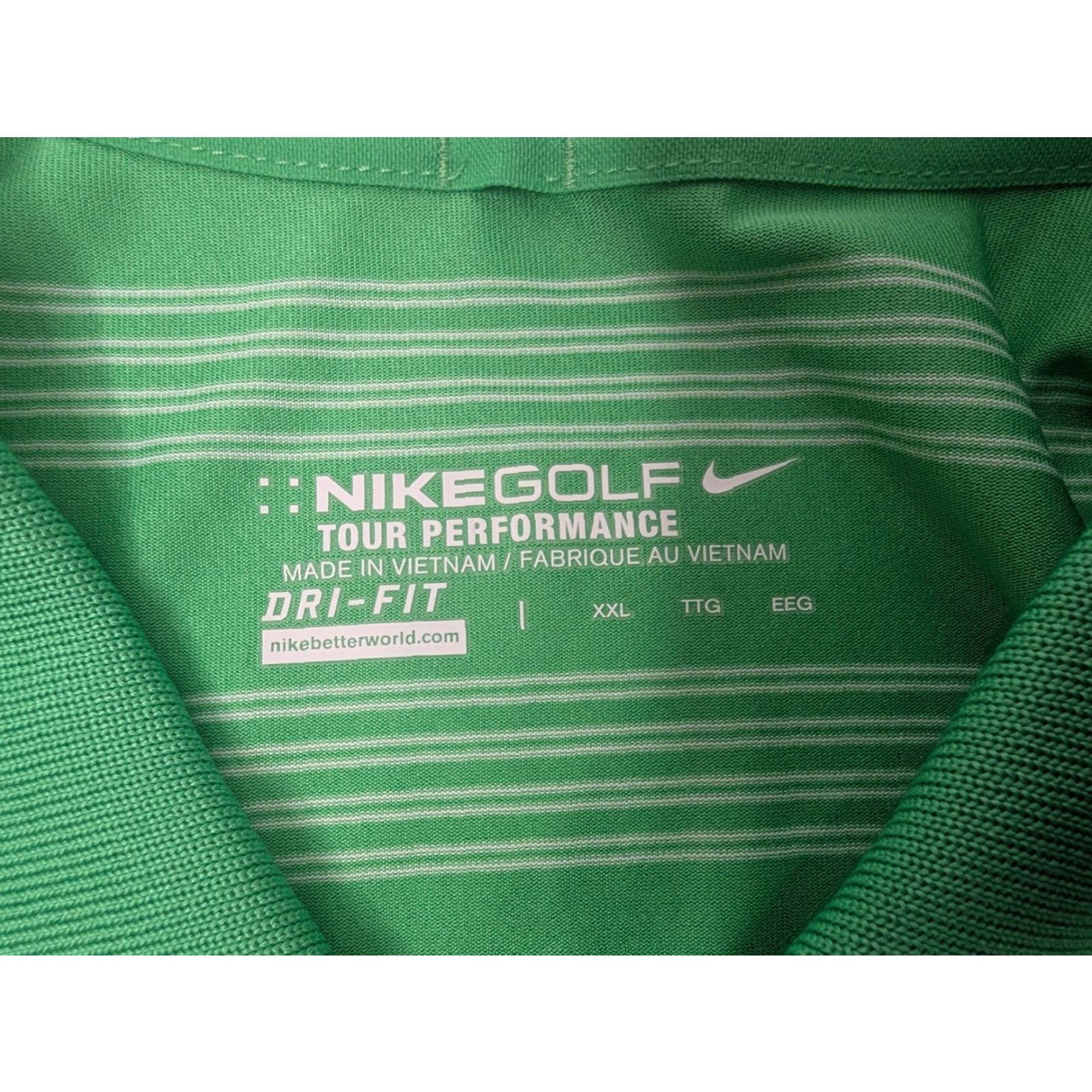 Nike Nike Golf Polo Shirt Mens 2XL Green Stripe Tour Performance Dri-FIT 452505-338 Size US XXL / EU 58 / 5 - 7 Thumbnail