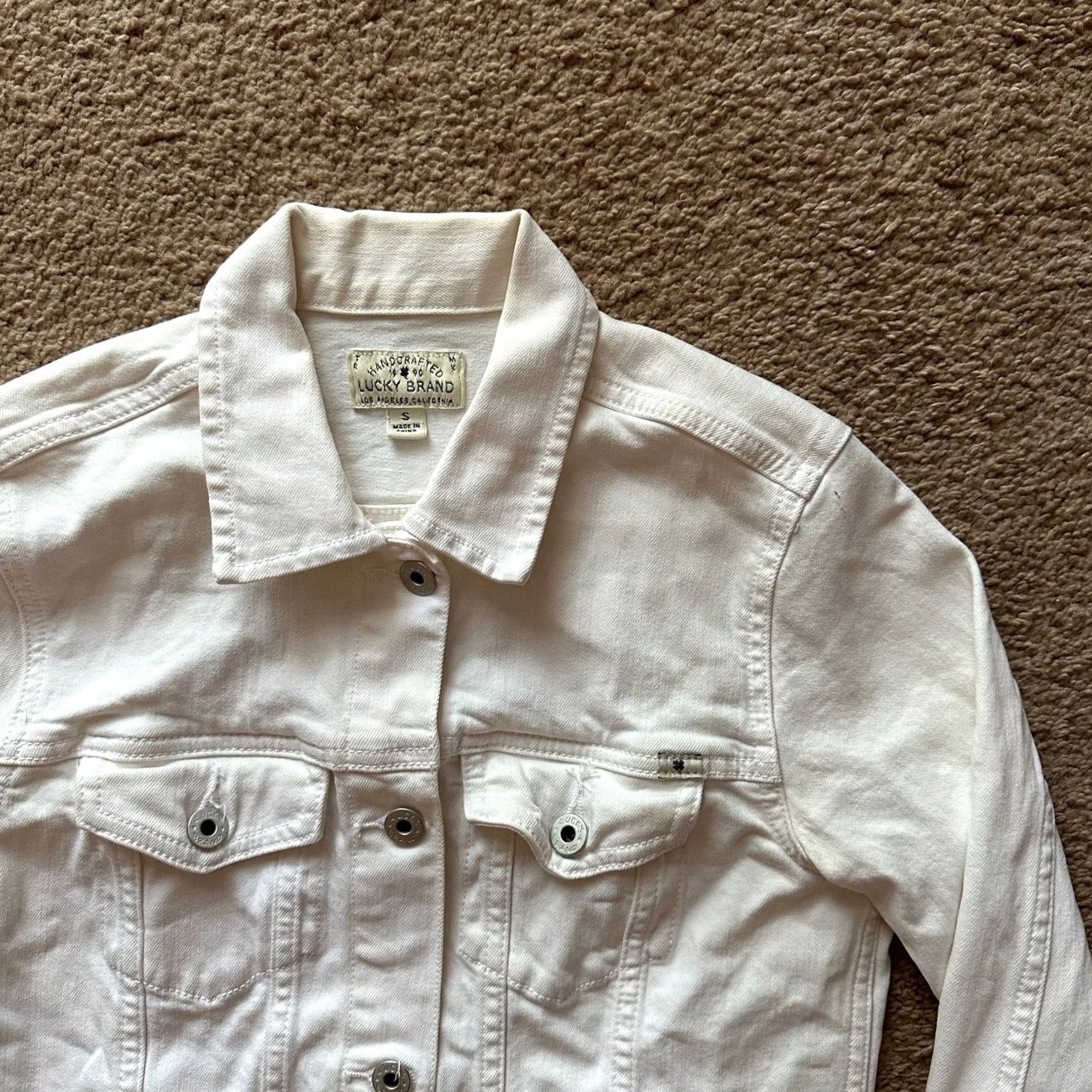 Lucky Brand Lucky Brand Denim Jacket Womens Small Classic Button Up White Long Sleeve Size S / US 4 / IT 40 - 5 Thumbnail