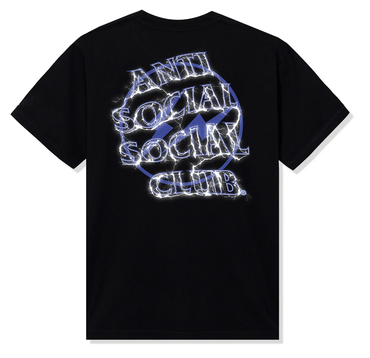 image of Anti Social Social Club x Fragment Design Assc X Fragment Bolt 2023 Tee Black Navy Ds (Size 2XL)