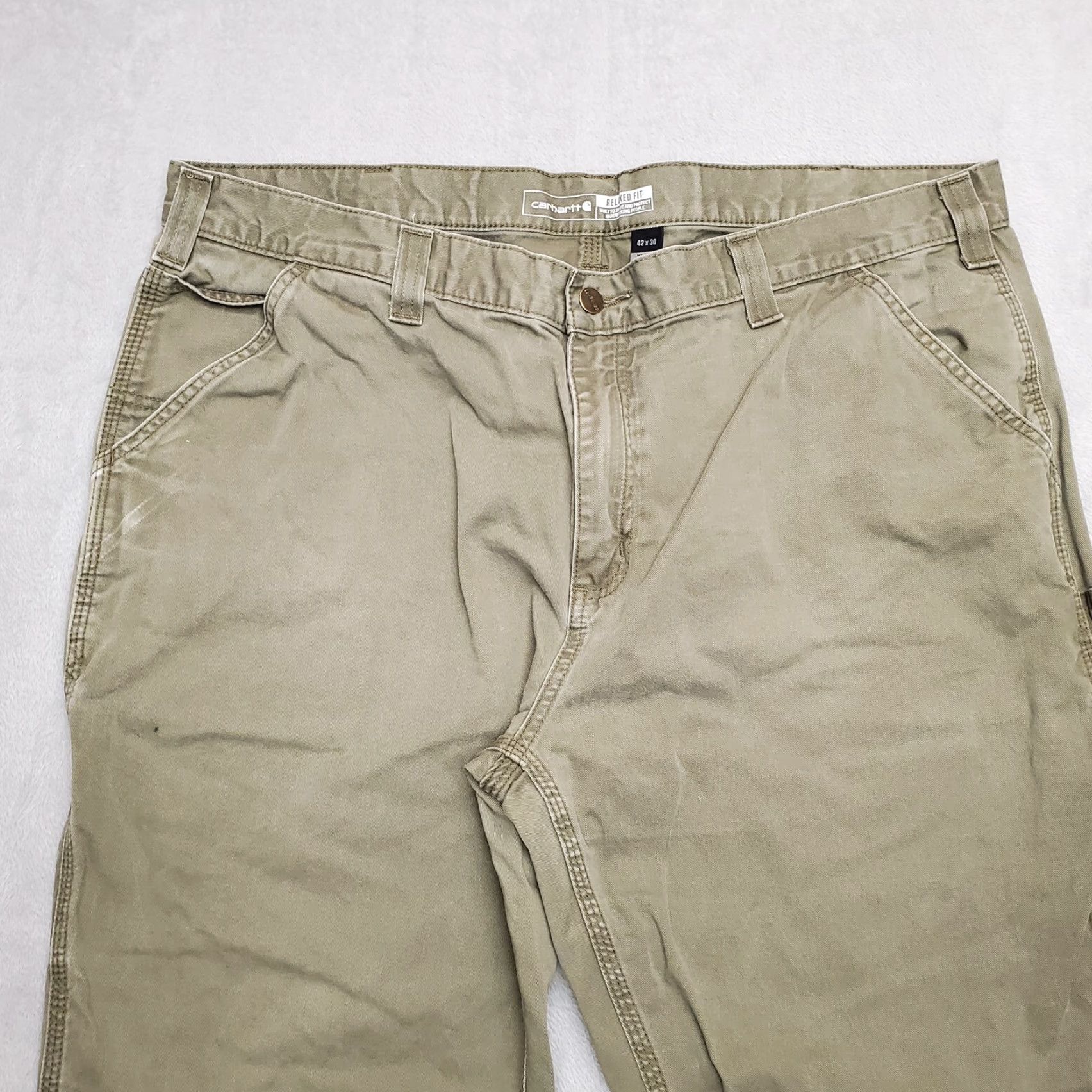 Carhartt Carhartt Pants Men 42x30 Green Twill Relaxed Fit Carpenter Cargo Casual B324 ARG Size US 42 / EU 58 - 3 Thumbnail