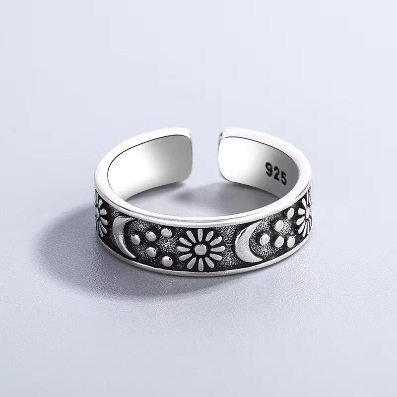 Jewelry Silver Sun Moon Rings Size ONE SIZE - 2 Thumbnail