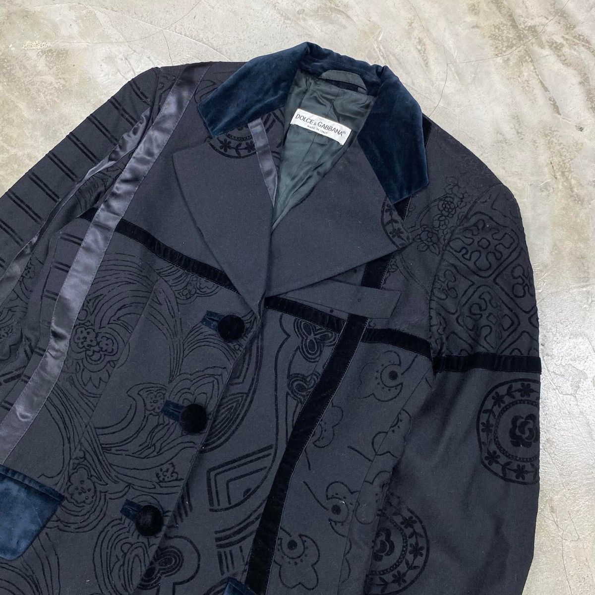 Dolce & Gabbana Archive FW1997 Velvet Devoré Patchwork Blazer Size 38S - 2 Thumbnail